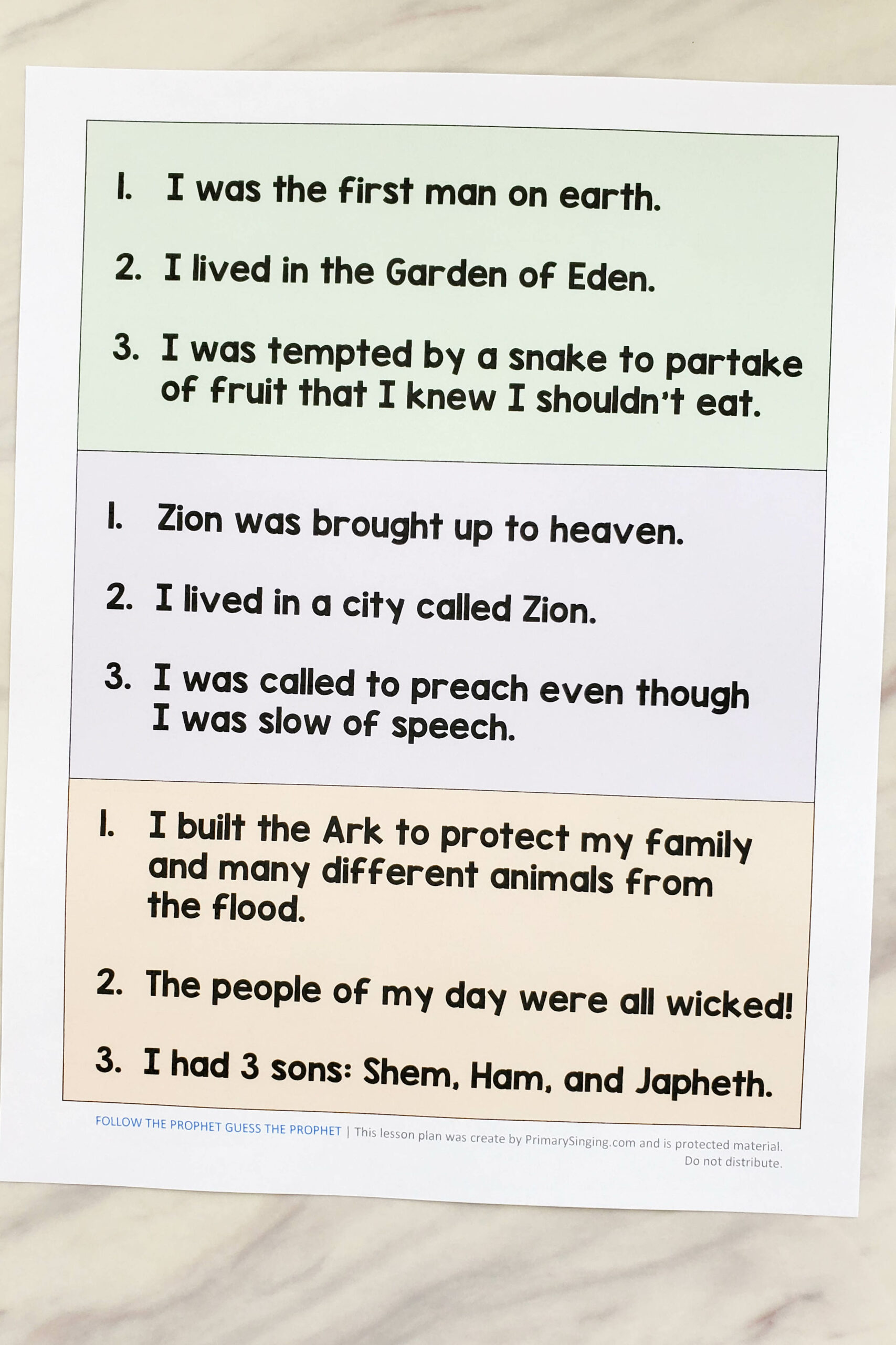 Follow Instructions Riddles FUN Printable Follow the Prophet Riddles & Clues - Primary Singing