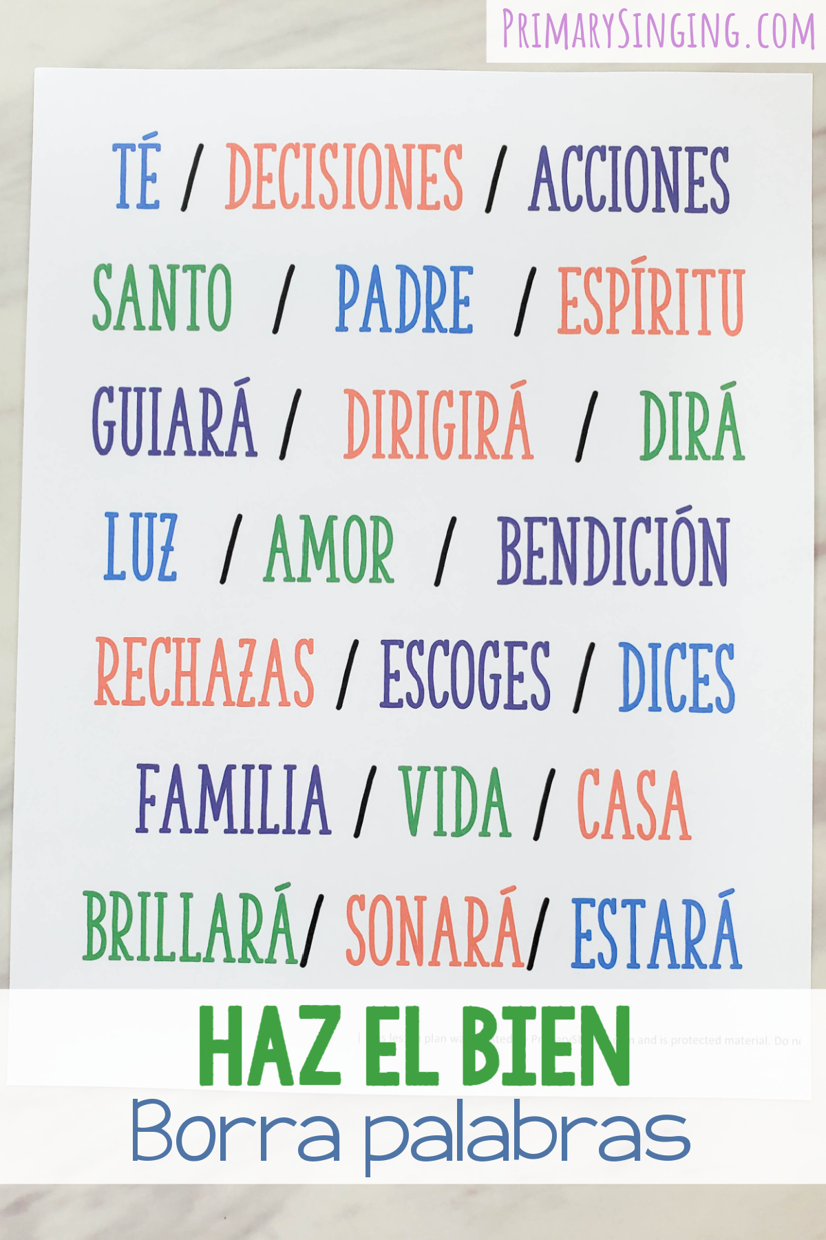 Haz el bien Borra palabras 1 ¡Pon a prueba sus habilidades en esta divertida idea para el tiempo de canto con Haz el bien Borra palabras! ¡Trabajarán juntos como equipo para ayudar a tachar todas las palabras INCORRECTAS hasta que queden solo las correctas! Para líderes de música de la Primaria el tiempo de cantar SUD