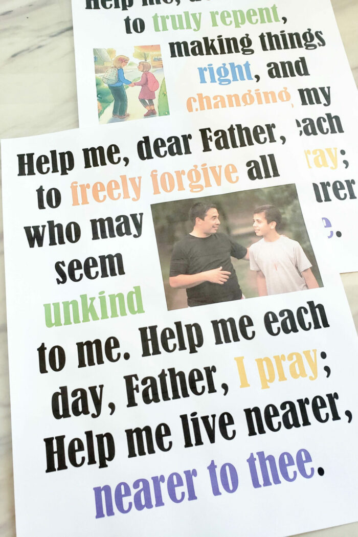Help Me Dear Father Flip Chart for Primary Singing Time! Printable Primary flip charts in 3 styles: colorful, simple black and white, and slideshow flipchart options.