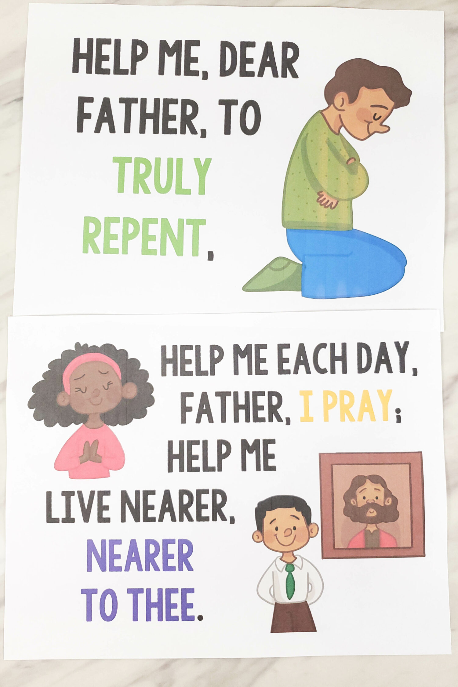 Help Me Dear Father Flip chart for Primary Singing Time pictures and lyrics to help you teach this song to the Primary children! A printable resource for LDS Primary music leaders.