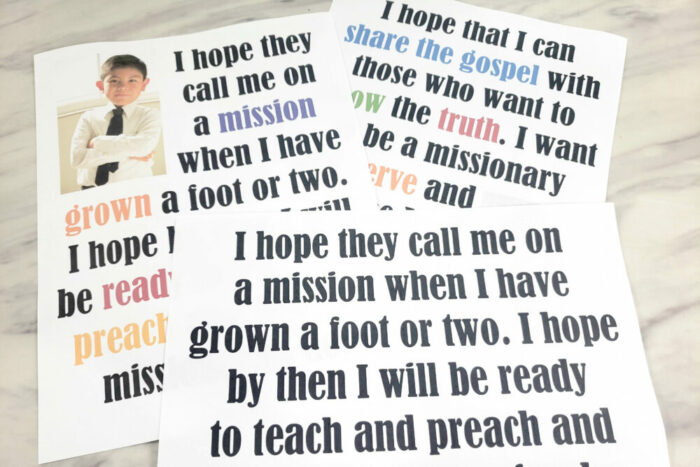 I Hope They Call Me on a Mission flip chart and lyrics singing time song helps for LDS Primary Music Leaders