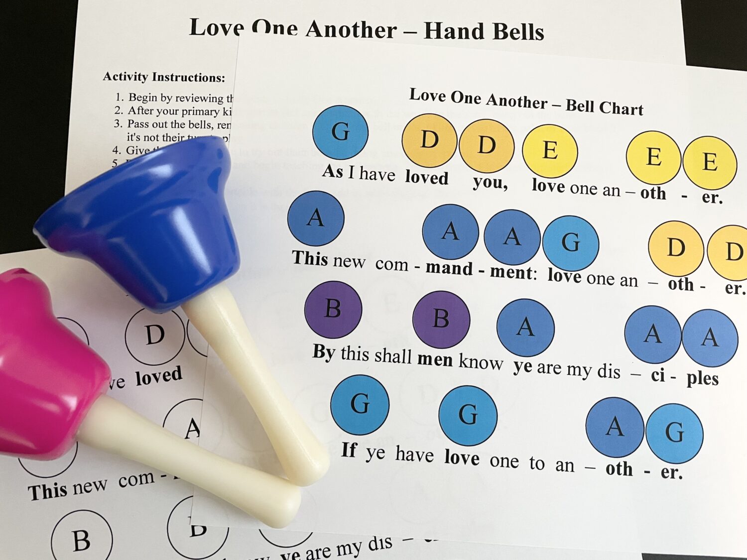 Teach Love One Another Hand Bells Chart LDS Singing Time