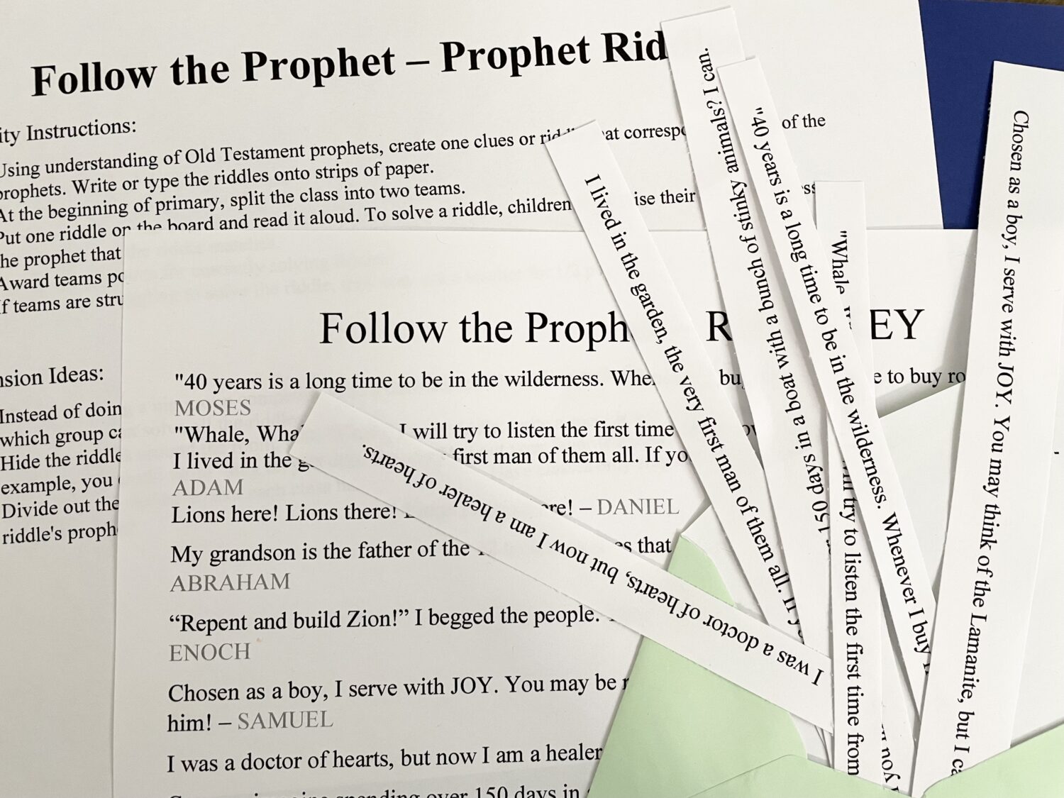 Follow the Prophet Riddles singing time ideas for LDS Primary Music Leaders