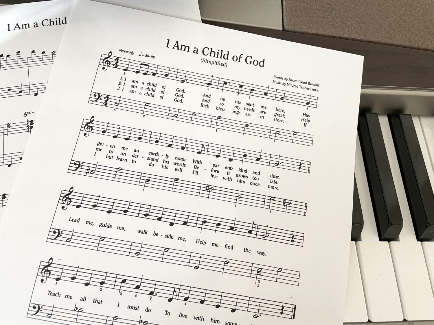I Am a Child of God Piano Solo ideas for singing time to invite the Spirit with several linked arrangements