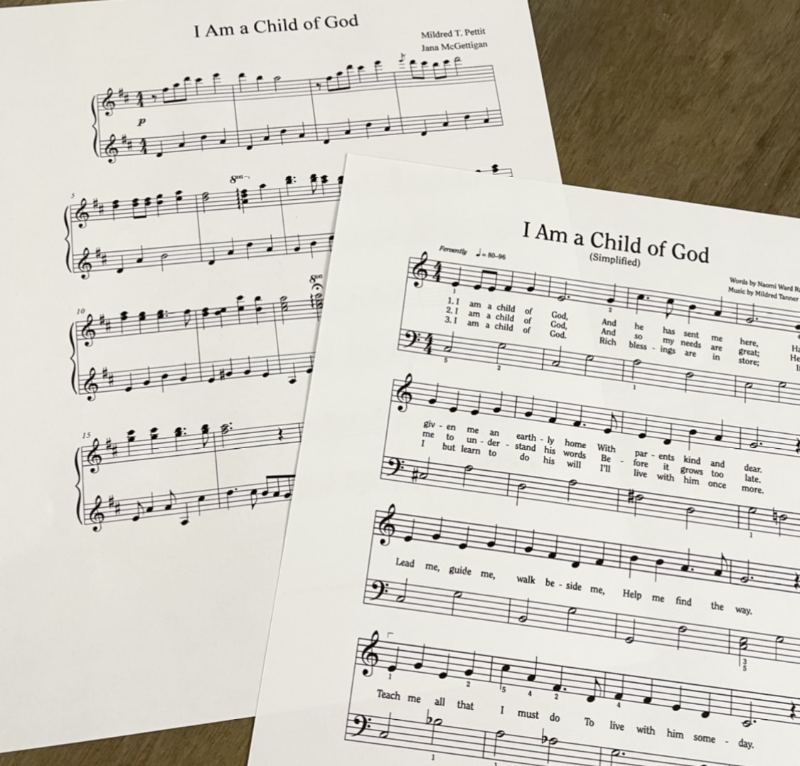 I Am a Child of God Piano Solos idea for primary music leaders singing time ideas.