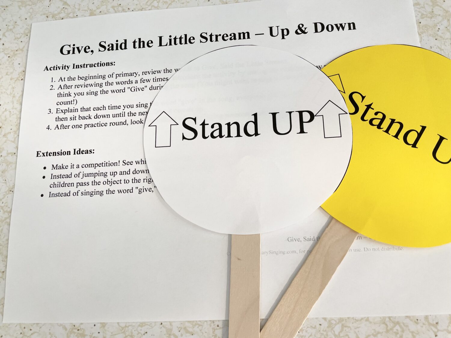 Give Said the Little Stream Singing Time Ideas - Printable Stand up Sign