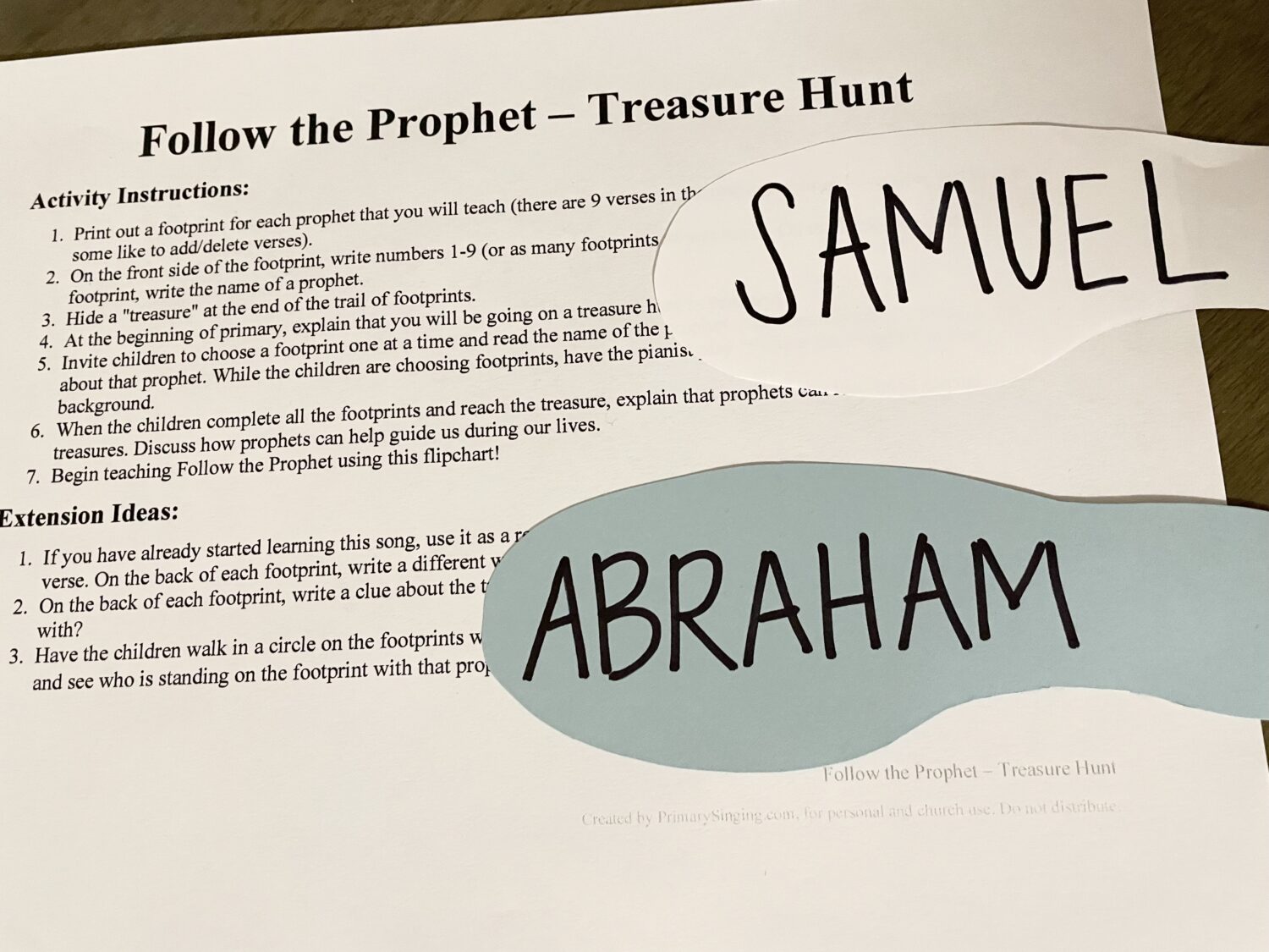 Follow the Prophet Treasure Hunt Singing Time Ideas