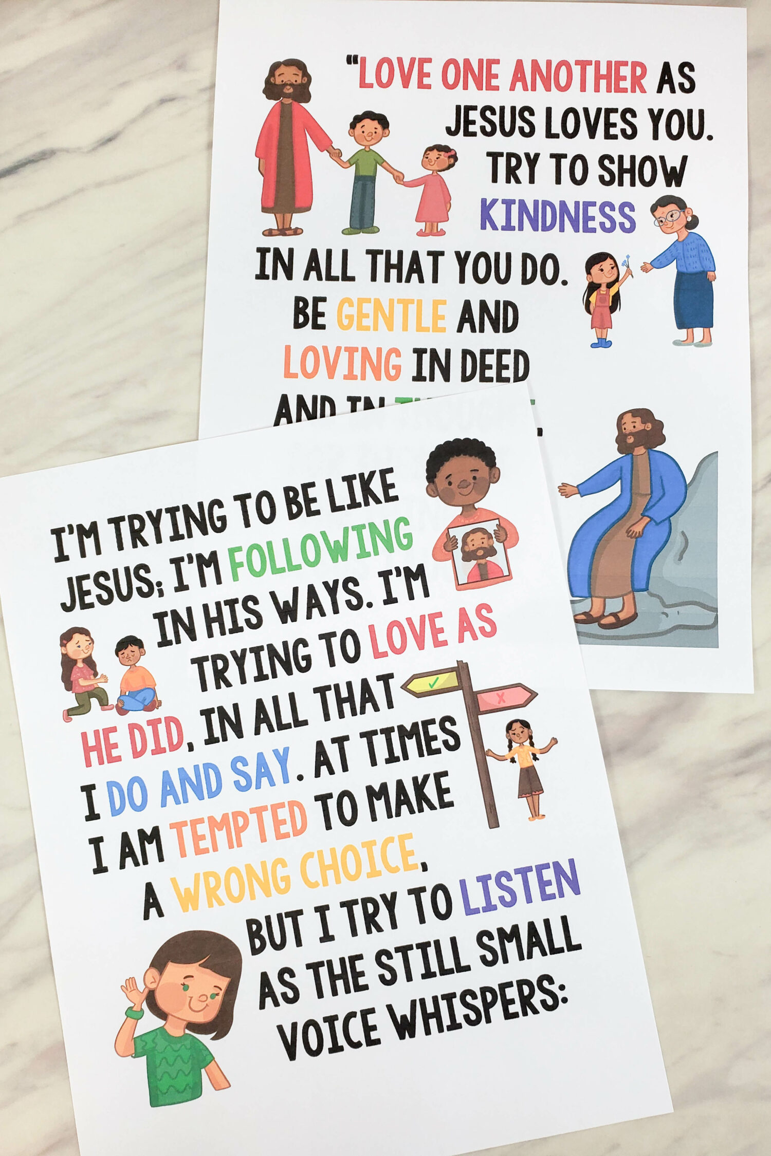I'm Trying to Be Like Jesus Flip Chart for Primary Singing Time great visual aids to help teach this song for LDS Primary music leaders - illustration pictures and lyrics!