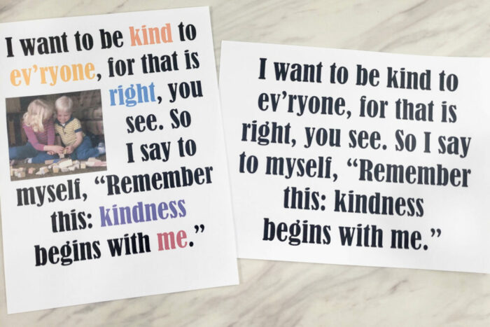 Kindness Begins with Me Flip Chart for Singing Time - a helpful printable file in 3 formats for Primary Music Leaders and Choristers! See all our Come Follow Me Primary Songs ideas and activities.