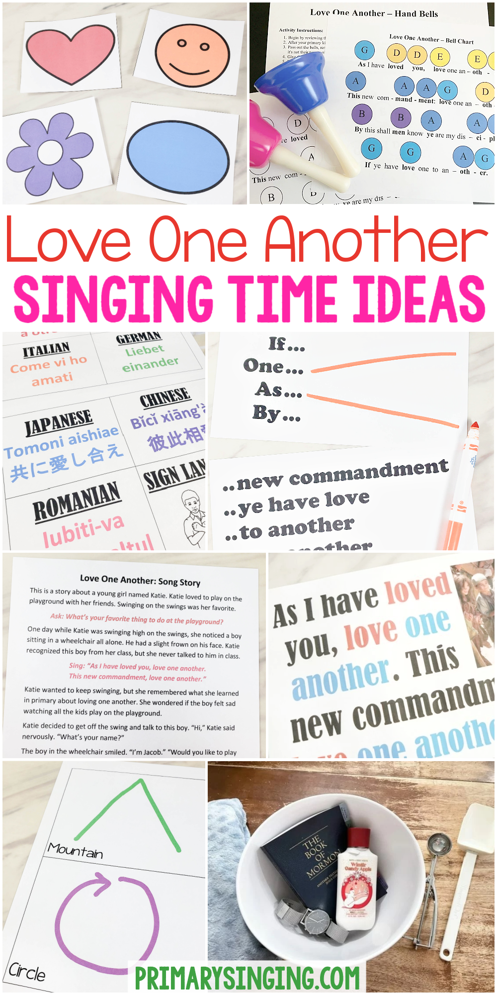 Teach your Primary children Love One Another with these 21 fun and engaging Singing Time Ideas! Easy printable lesson plans for LDS Music Leaders! 