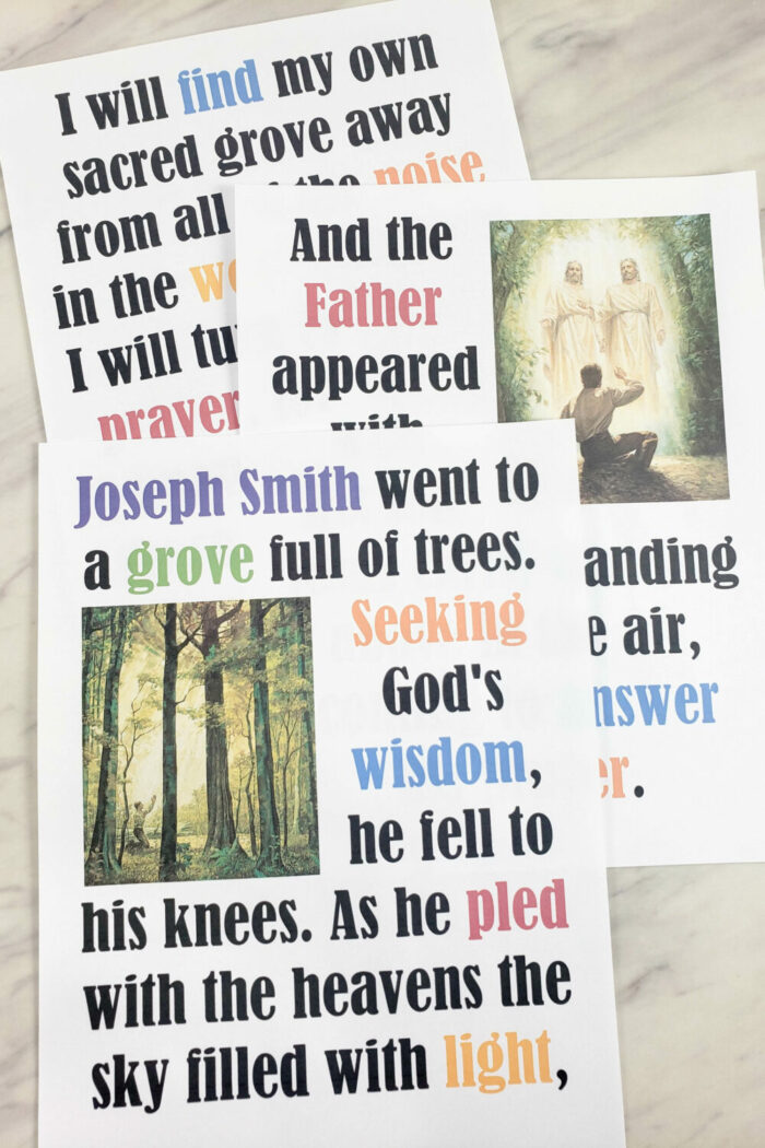 My Own Sacred Grove Flip Chart for Singing Time - a helpful printable file in 3 formats for Primary Music Leaders and Choristers! 