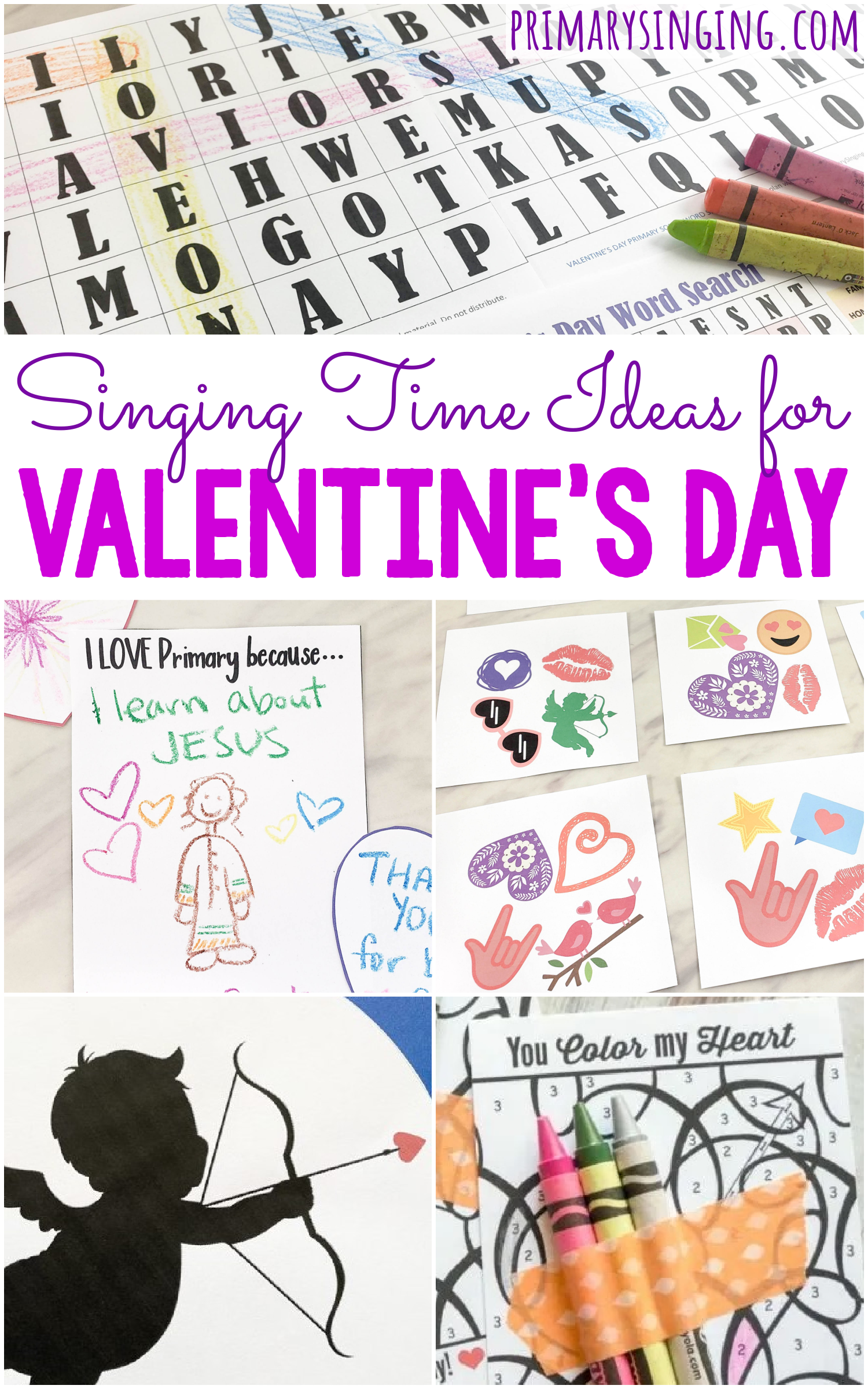 Primary Songs Valentine Word Search Singing time ideas for Primary Music Leaders Singing Time Ideas Valentines Day