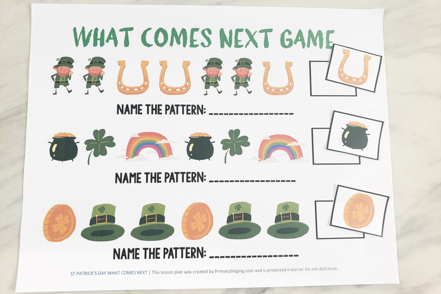 St Patrick's Day What Comes Next Singing Time Ideas for LDS Primary Music Leaders