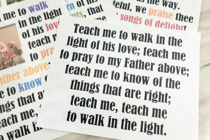 Teach Me to Walk in the Light - Flip Chart & Lyrics Easy singing time ideas for Primary Music Leaders Teach Me to Walk in the Light Flip Chart 20220203 121255