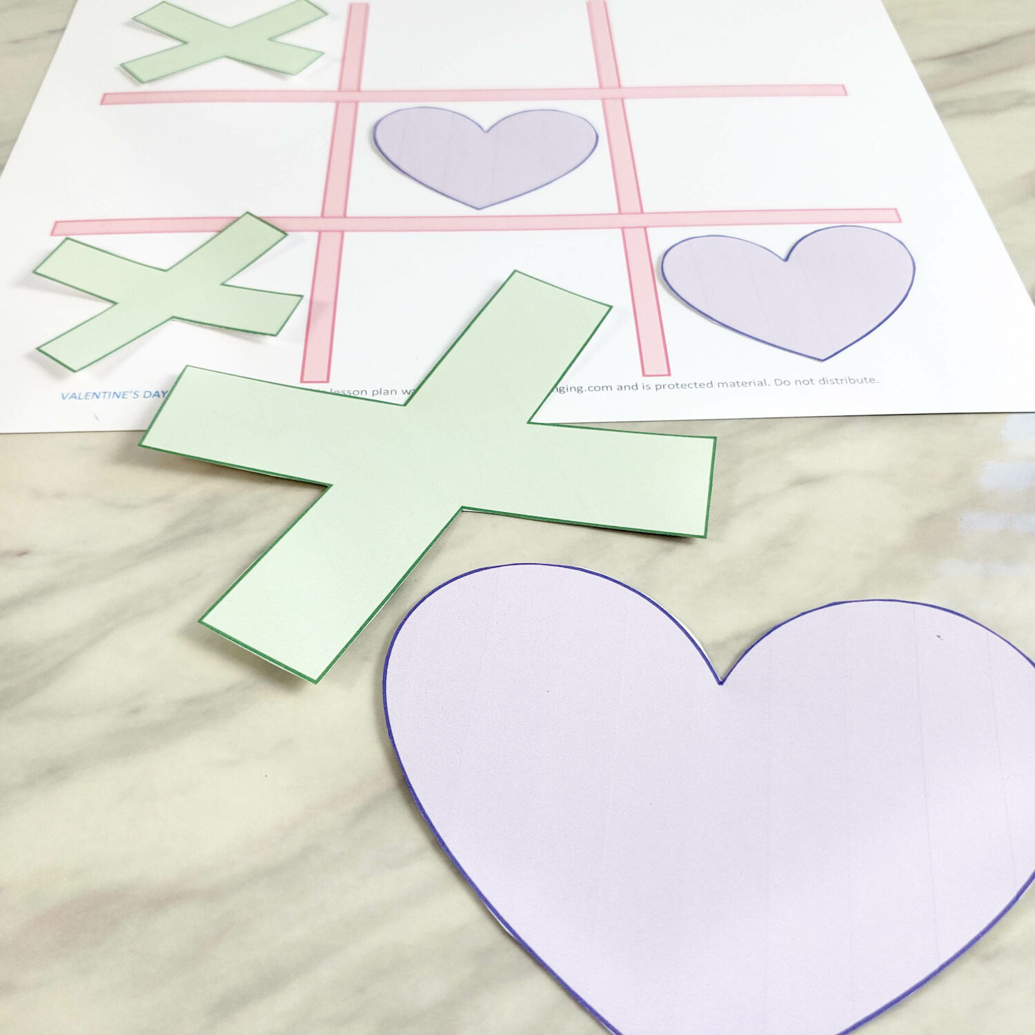 Valentine's Day Tic Tac Toe printable game and singing time activity