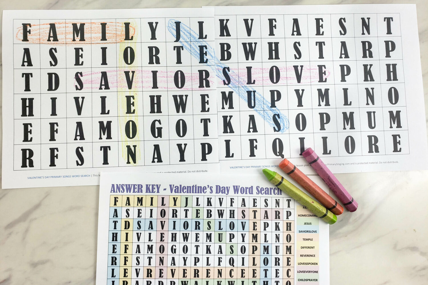 Primary Songs Valentine Word Search! This fun printable game includes a variety of LDS Primary Songs that are perfect for Valentine's Day