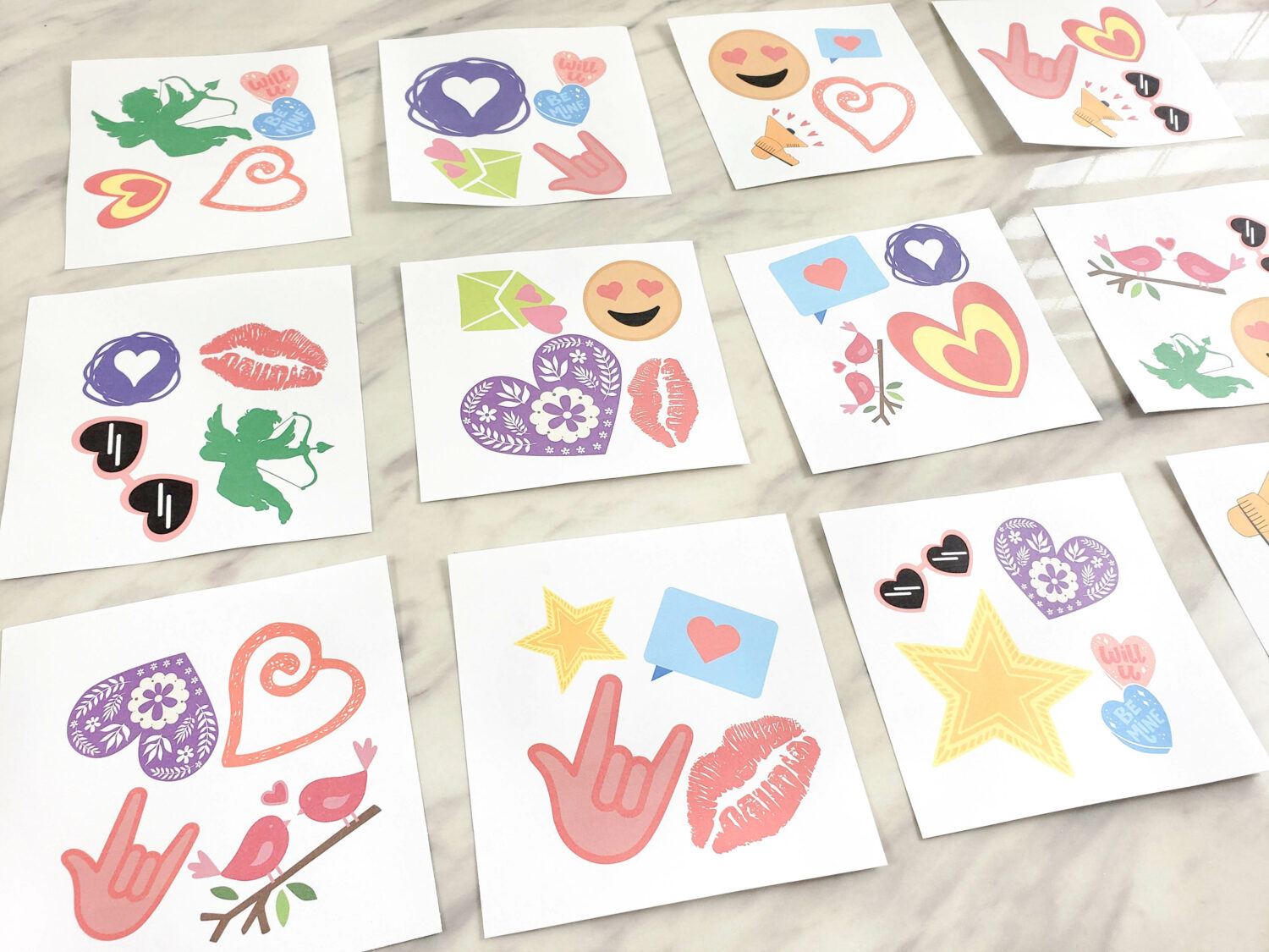 Spot It Valentine's Day Printable Game - 13 fun cards with symbols to use for Primary Singing Time or just for fun!