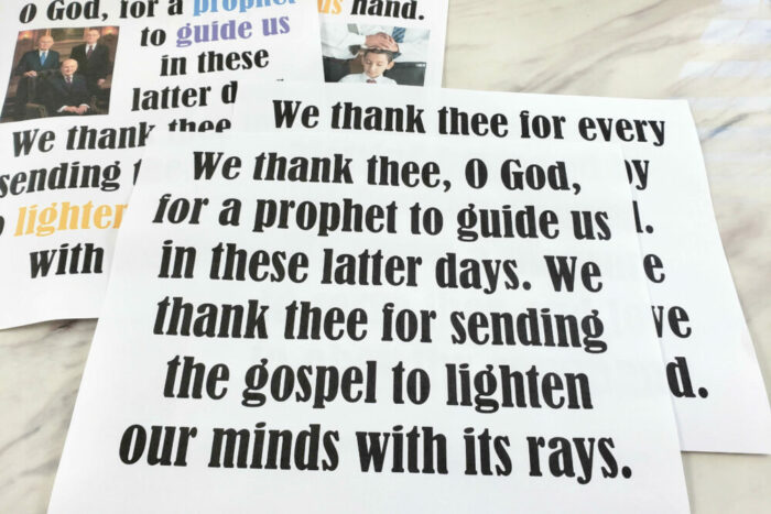 We Thank Thee O God for a Prophet Flip Chart for Primary Singing Time! Printable Primary flip charts in 3 styles: colorful, simple black and white, and slideshow flipchart options.