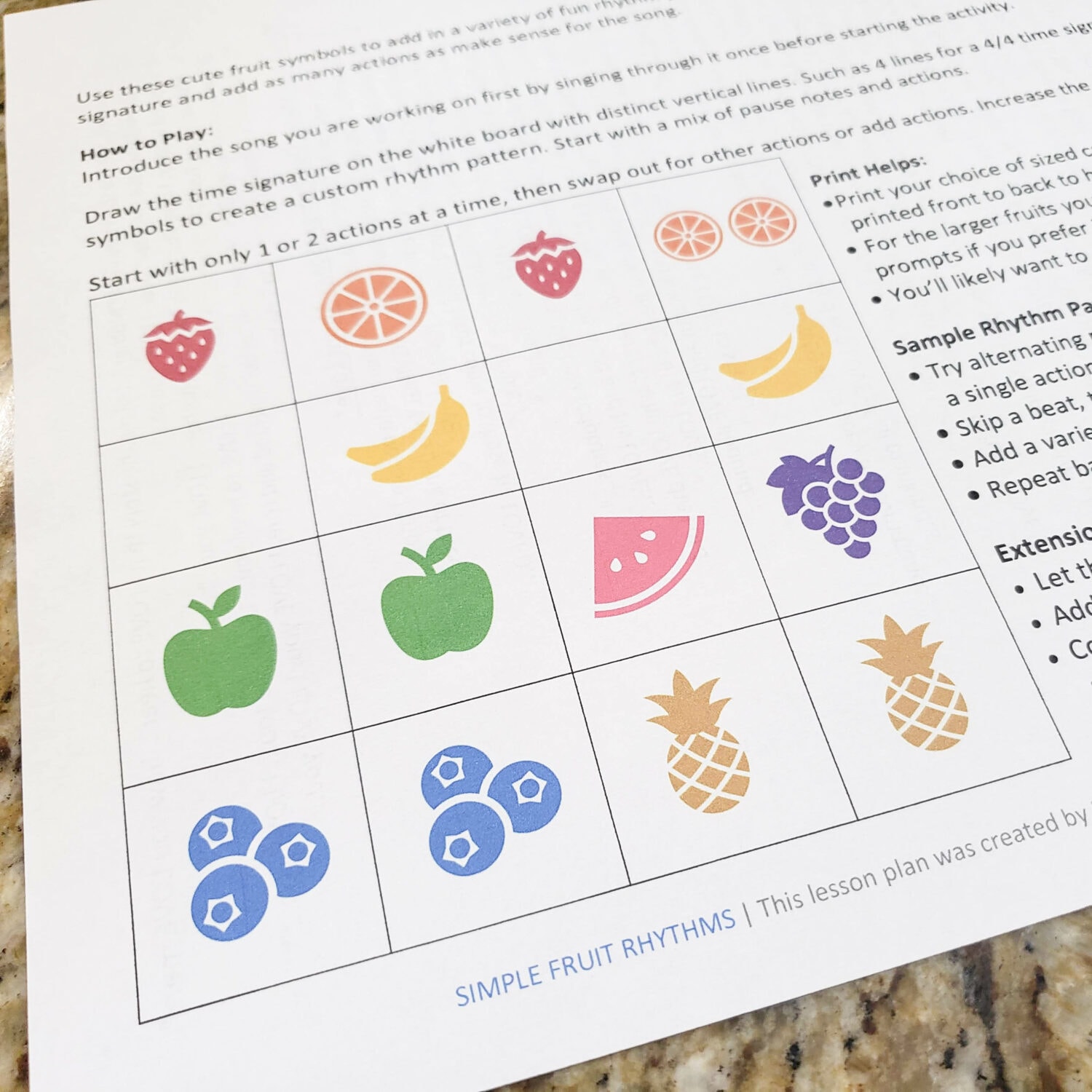 Play a fun game of Fruit Ninja in singing time with these flexible Fruit Rhythm Patterns printable cards that match with an action, color, and even a shape to use with any Primary song. Great for any music leaders. LDS Review Game.