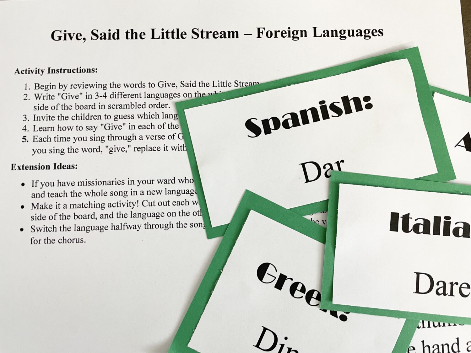 Give, Said the Little Stream Foreign Language Easy ideas for Music Leaders IMG 6179 e1647123561647