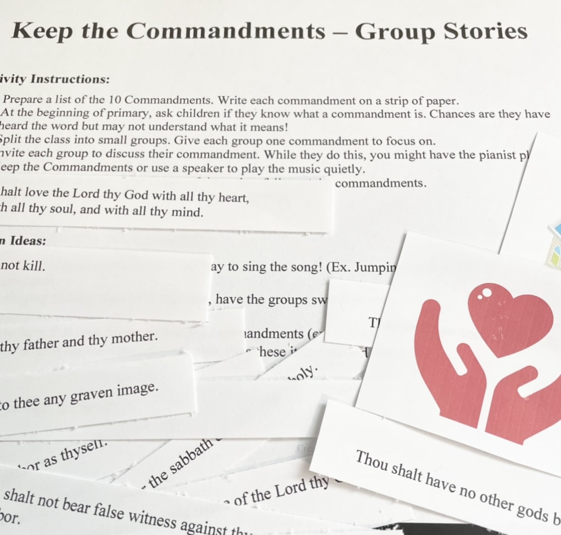Keep the Commandments group stories singing time ideas with printable song helps for LDS Primary Music Leaders
