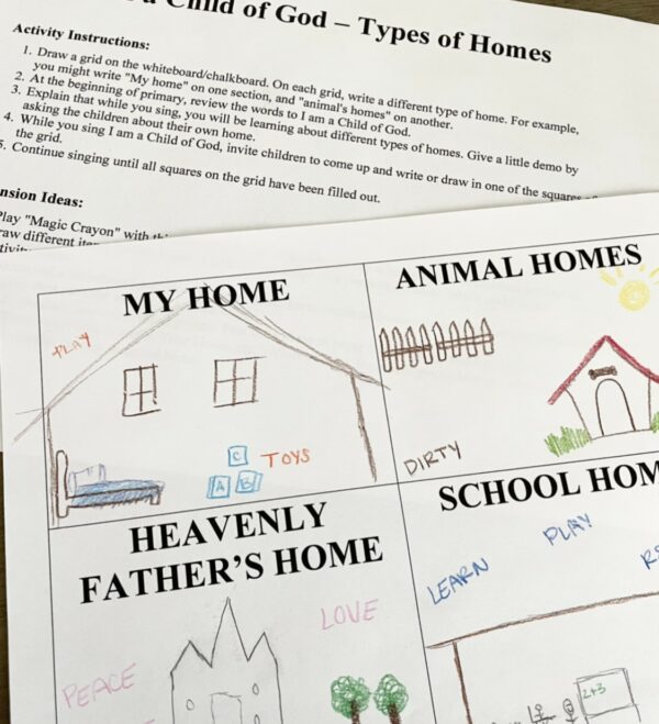 I Am a Child of God Types of Homes Singing Time Ideas song helps and printables for LDS Primary Music Leaders