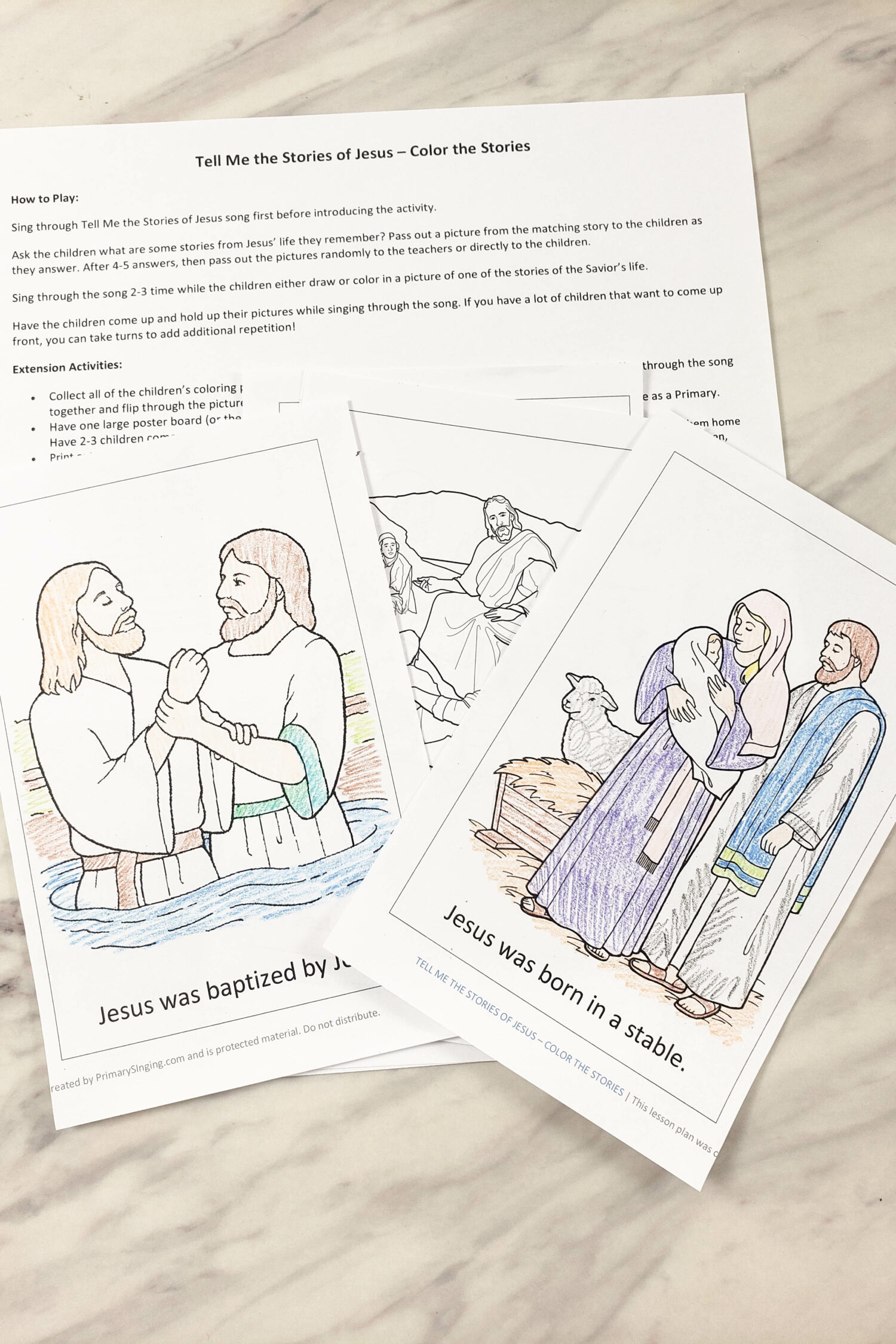 Tell Me the Stories of Jesus Color the Stories singing time ideas from Jesus' life to connect with this LDS Primary song with fun printable song helps for Primary music leaders.