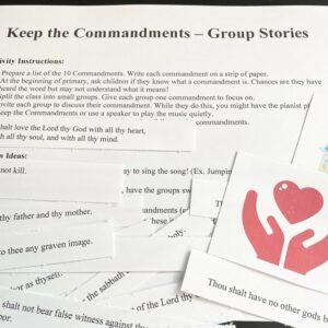 Keep the Commandments group stories singing time ideas with printable song helps for LDS Primary Music Leaders