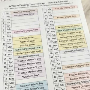 Year of Holiday Singing Time Planner