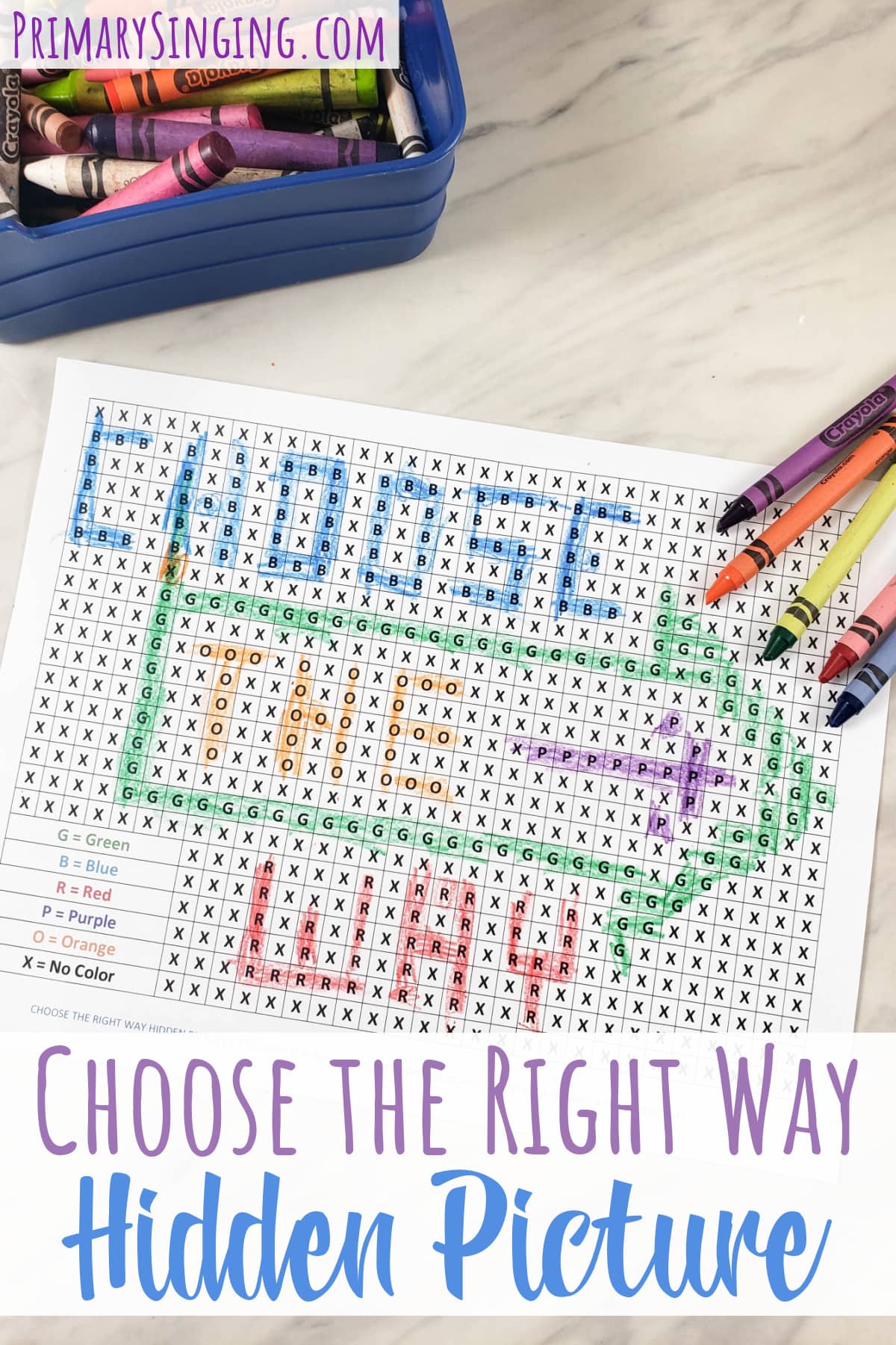 Choose the Right Way Hidden Pictures singing time idea with printable song helps for LDS Primary music leaders or home Come Follow Me study! Also great as a general conference printable worksheet. Coloring page for Primary!