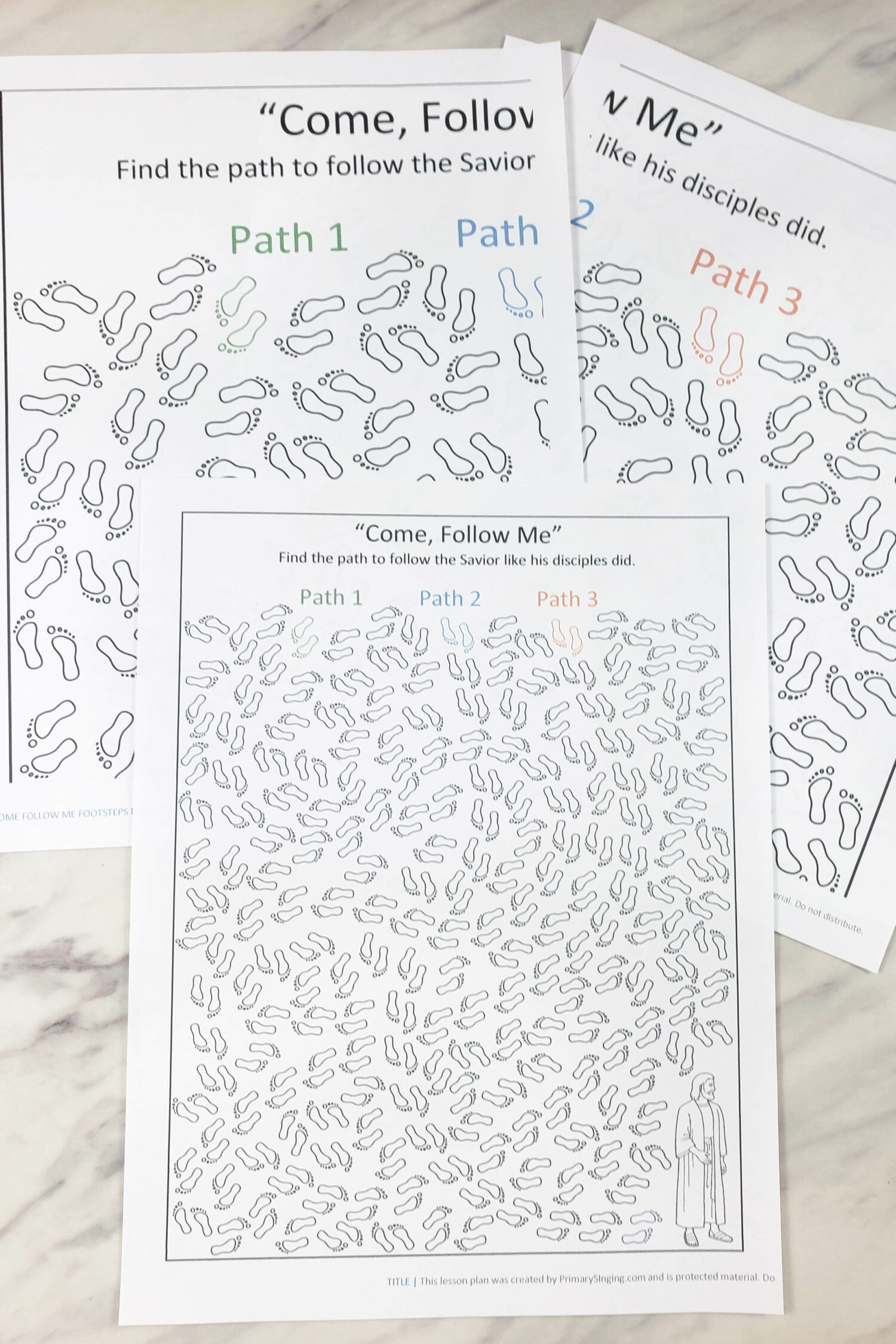 Grab this Come Follow Me footstep maze to have a meaningful way to teach this song in Primary singing time! Includes printable song helps for LDS music leaders. Helps teach the meaningful lyrics "then let us in his footsteps tread" with an interactive activity or a 1-page printable maze option for individuals Come Follow Me study at home!