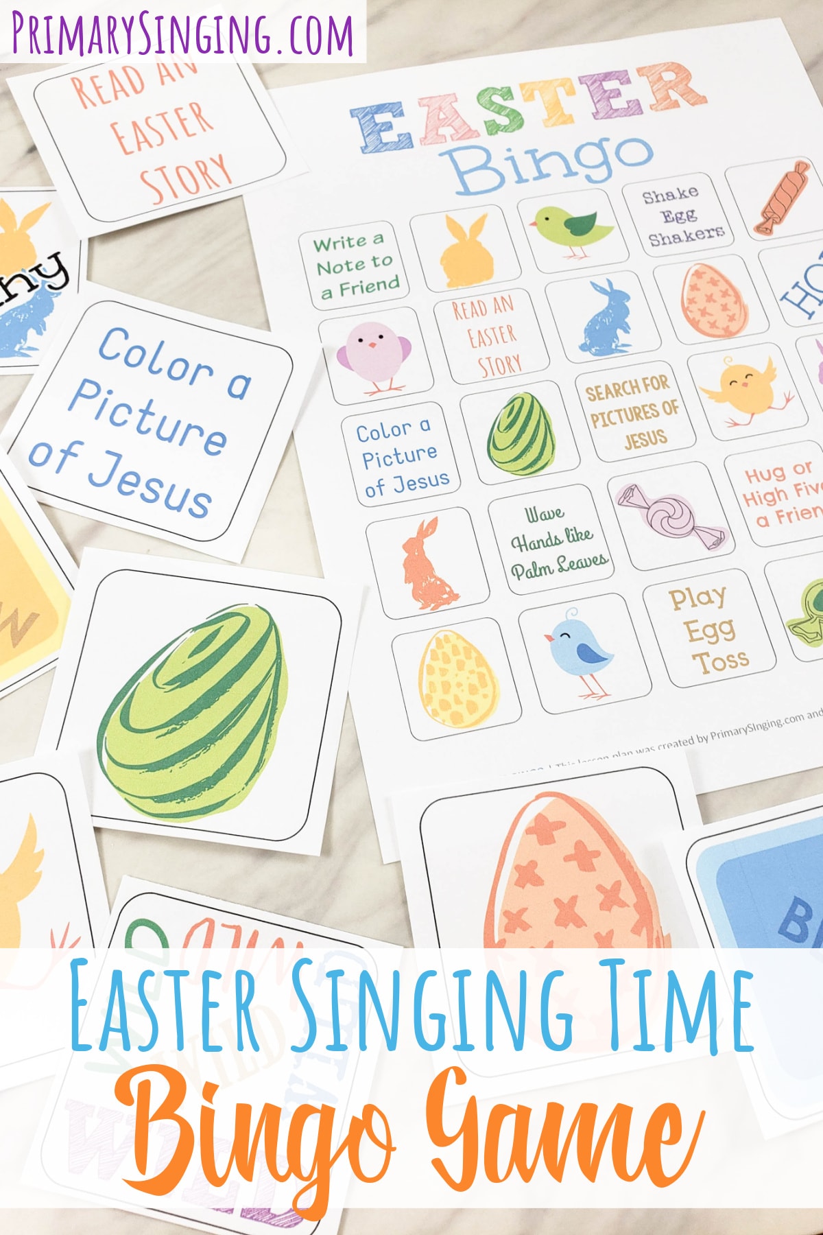 Play along with this printable Easter Singing Time Bingo game! Add lots of song repetition for teaching with song helps for LDS Primary music leaders.