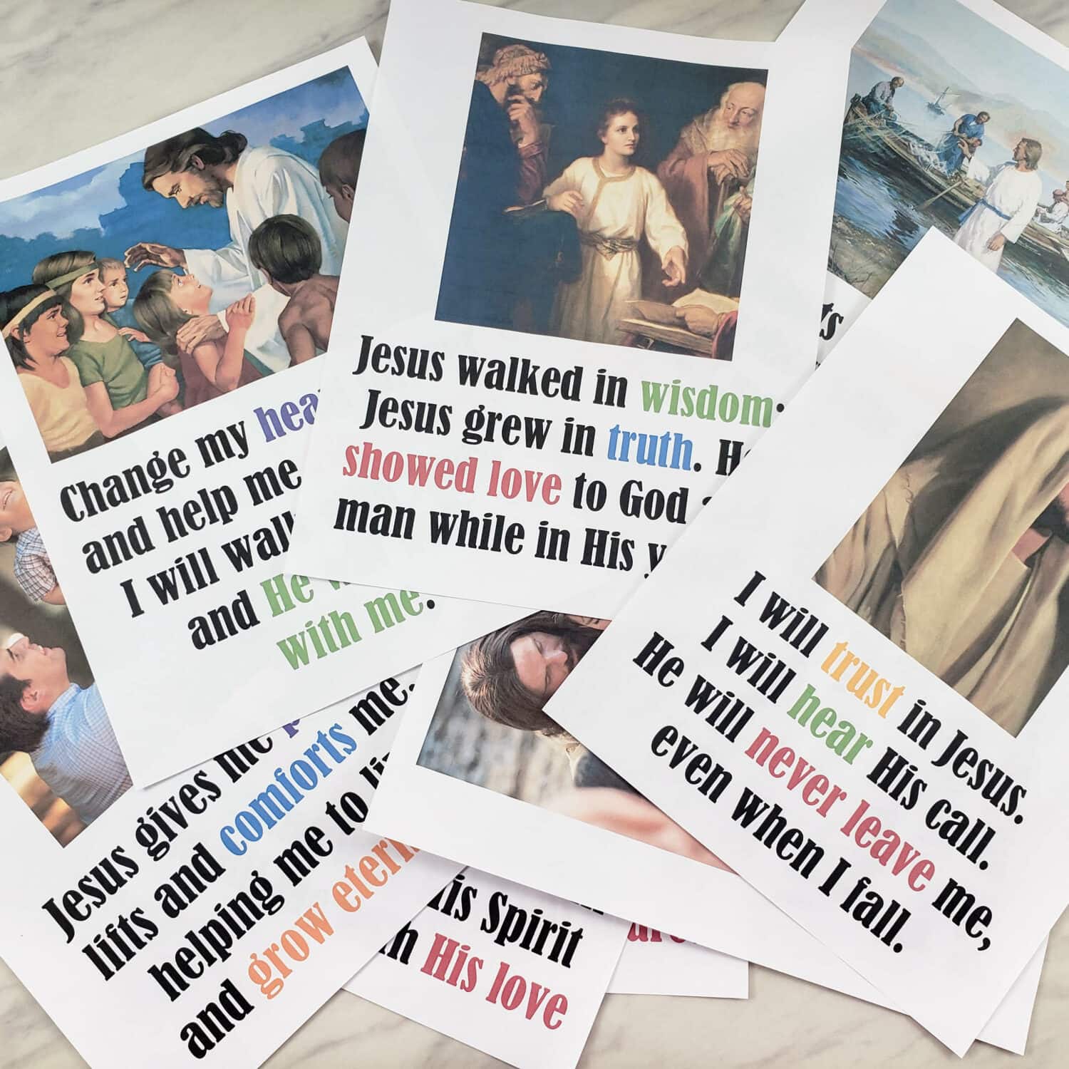 For a fun way to review I Will Walk With Jesus this month, try this Dropped the Pictures activity! This visual activity is so simple and can be a great way to bring some laughs into singing time! Including printable song helps for LDS Primary music leaders. 
