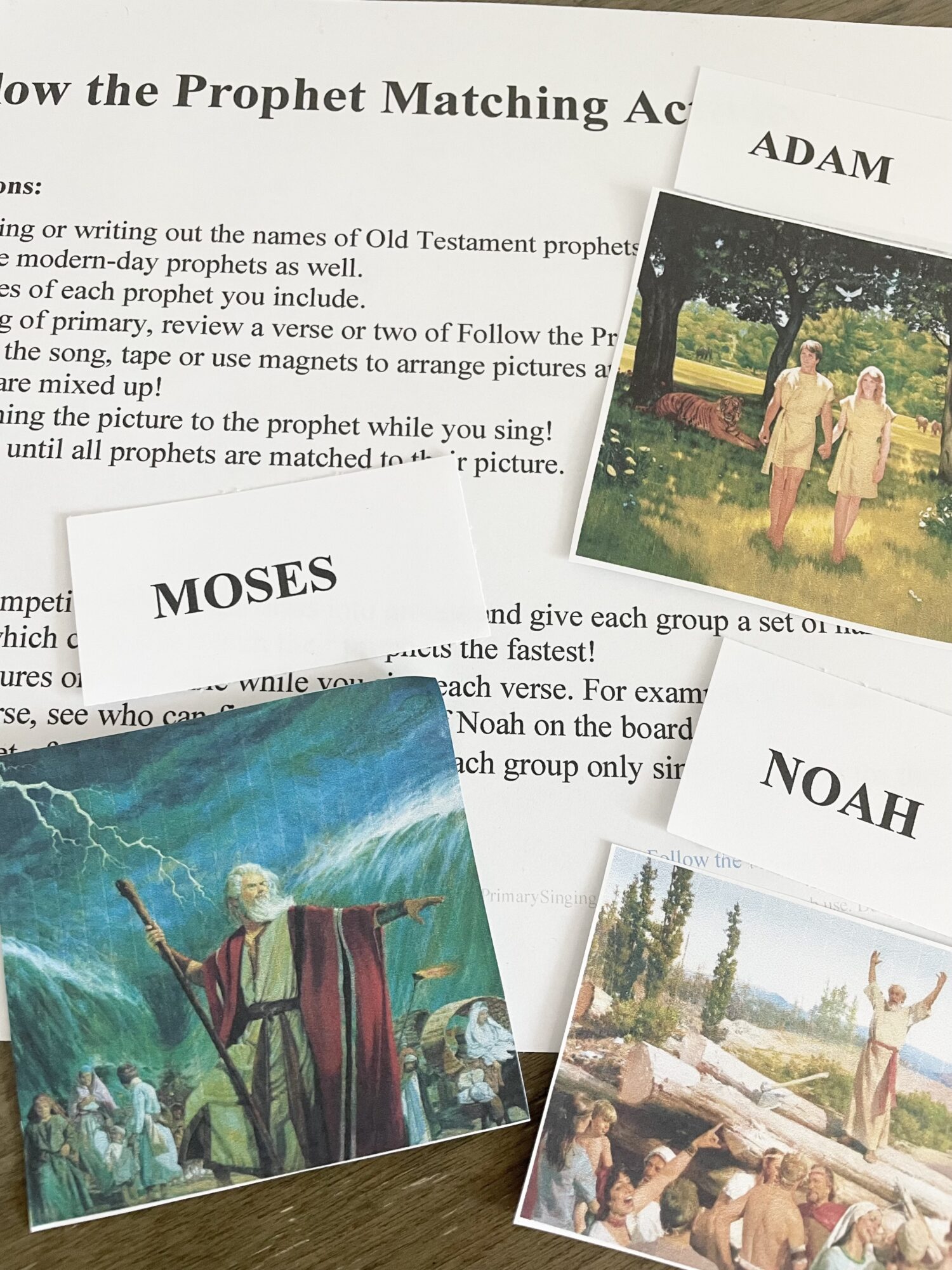 This Follow the Prophet Matching Activity singing time idea can be such a fun way to review this great song! Help your primary children learn more about Old Testament and Latter-Day prophets by matching their picture to their name with this logical activity! Includes printable song helps for LDS Primary Music Leaders teaching this song. 