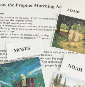 Follow the Prophet matching activity singing time idea with printable song helps for LDS Primary music leaders