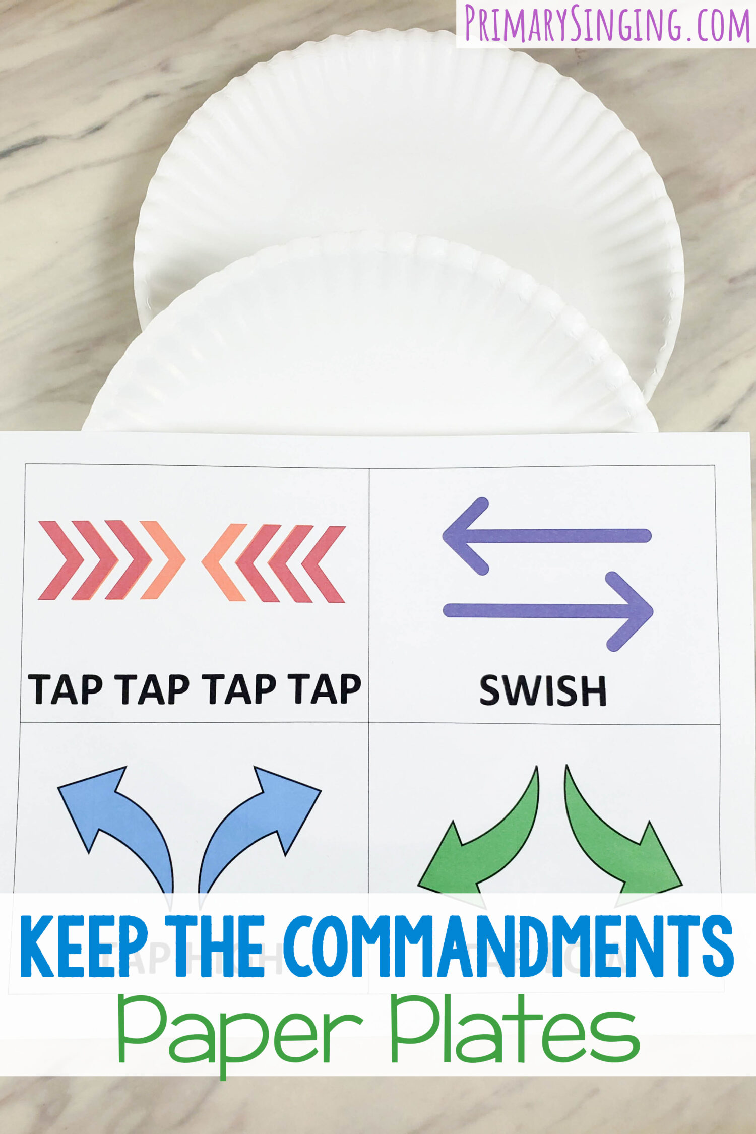 Keep the Commandments paper plates singing time idea fun and easy rhythm pattern to follow the lyrics for LDS Primary music leaders.