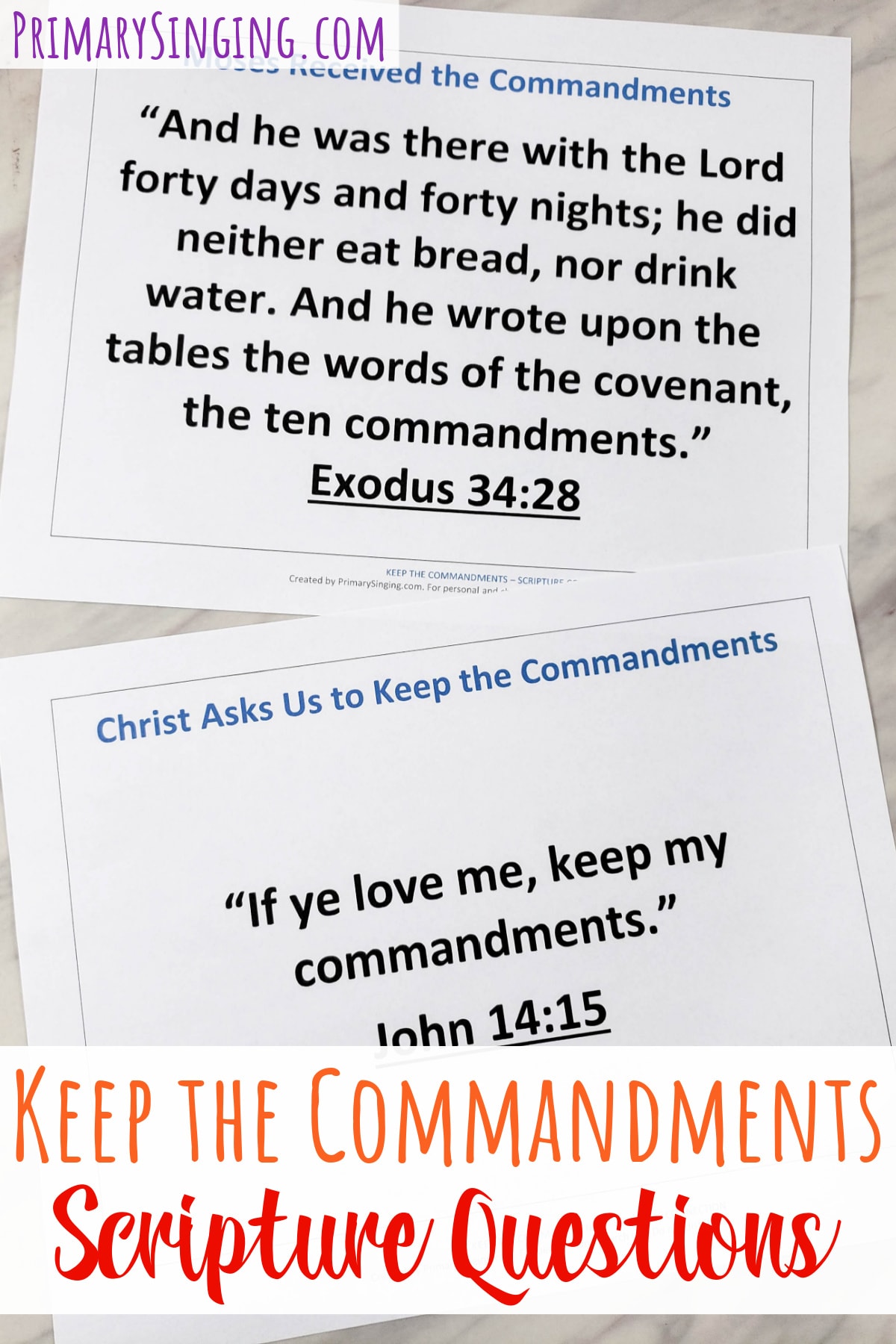 Keep the Commandments Scripture Questions singing time ideas for teaching with printable song helps for LDS Primary Music Leaders