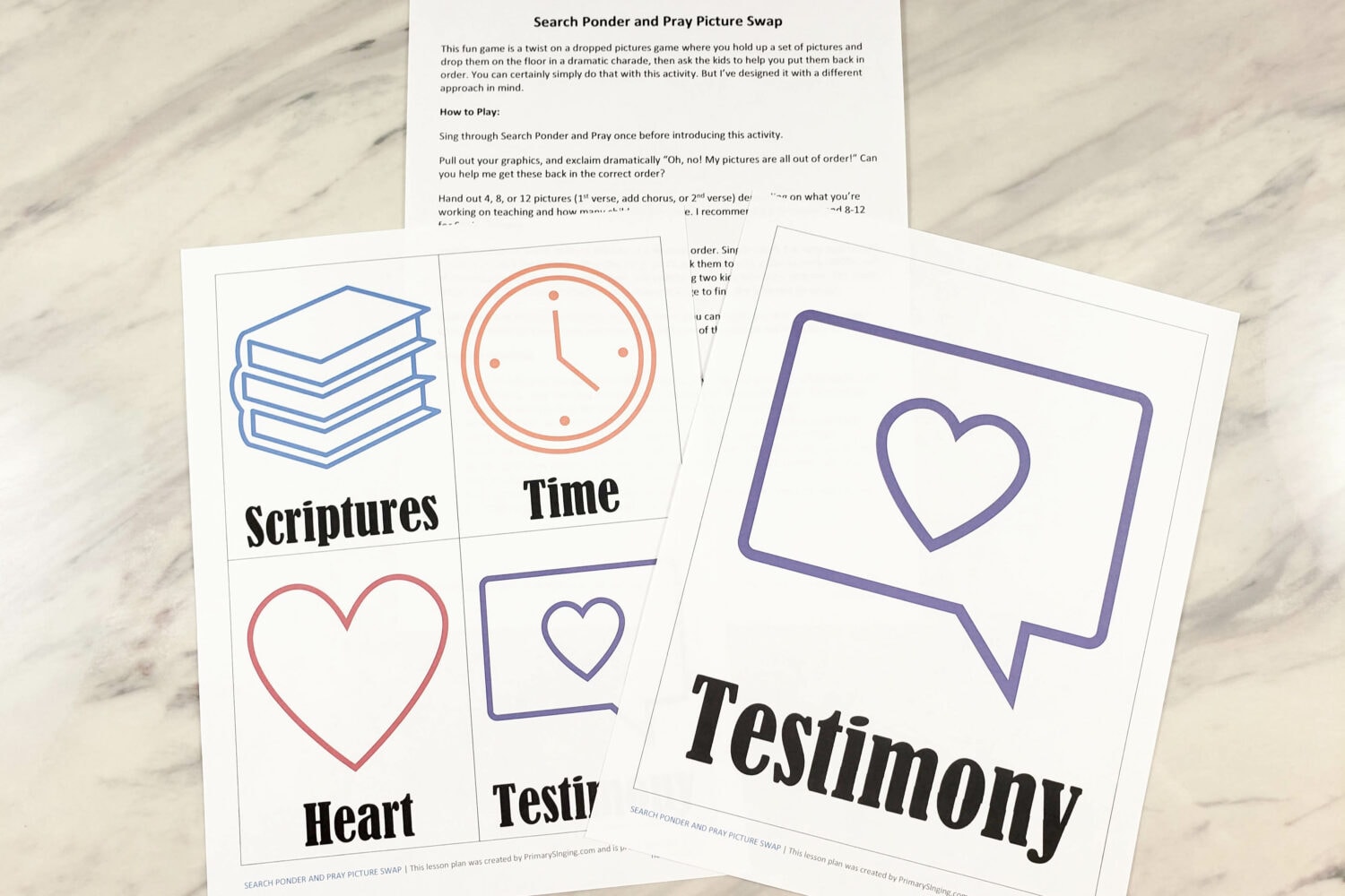 Search Ponder and Pray Picture Swap singing time idea for LDS Primary music leaders. Grab these printable song helps with lots of flexible ways to use them to teach the song! Also great for an at home Come Follow Me FHE lesson. 
