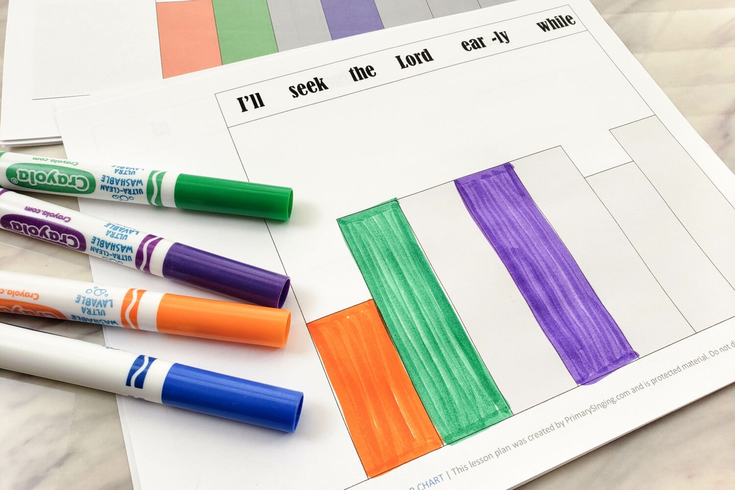 Seek the Lord early coloring bar chart fun singing time idea for LDS Primary music leaders