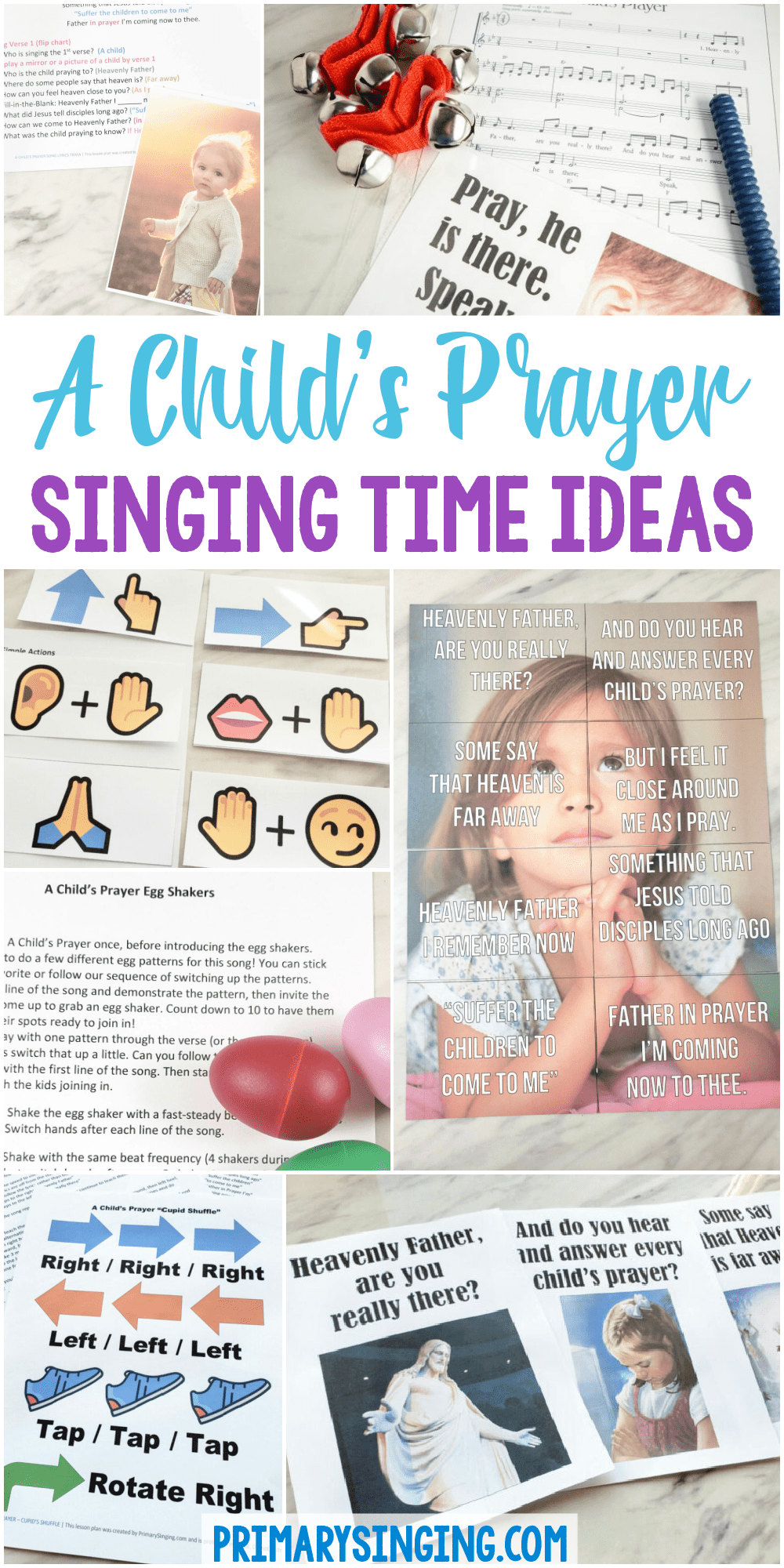 A fun variety of 25 ways to teach A Child's Prayer singing time ideas for LDS Primary music leaders including song helps, instruments, puzzle, a story and more!
