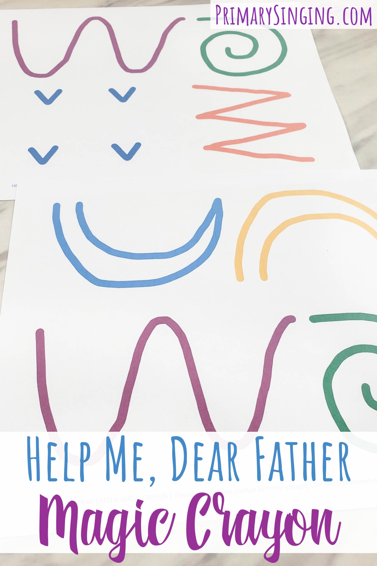 Help Me Dear Father Magic Crayon singing time ideas to paint the song in the air with these fun movement shapes to follow. Includes free printable song helps for LDS Primary music leaders teaching this song.