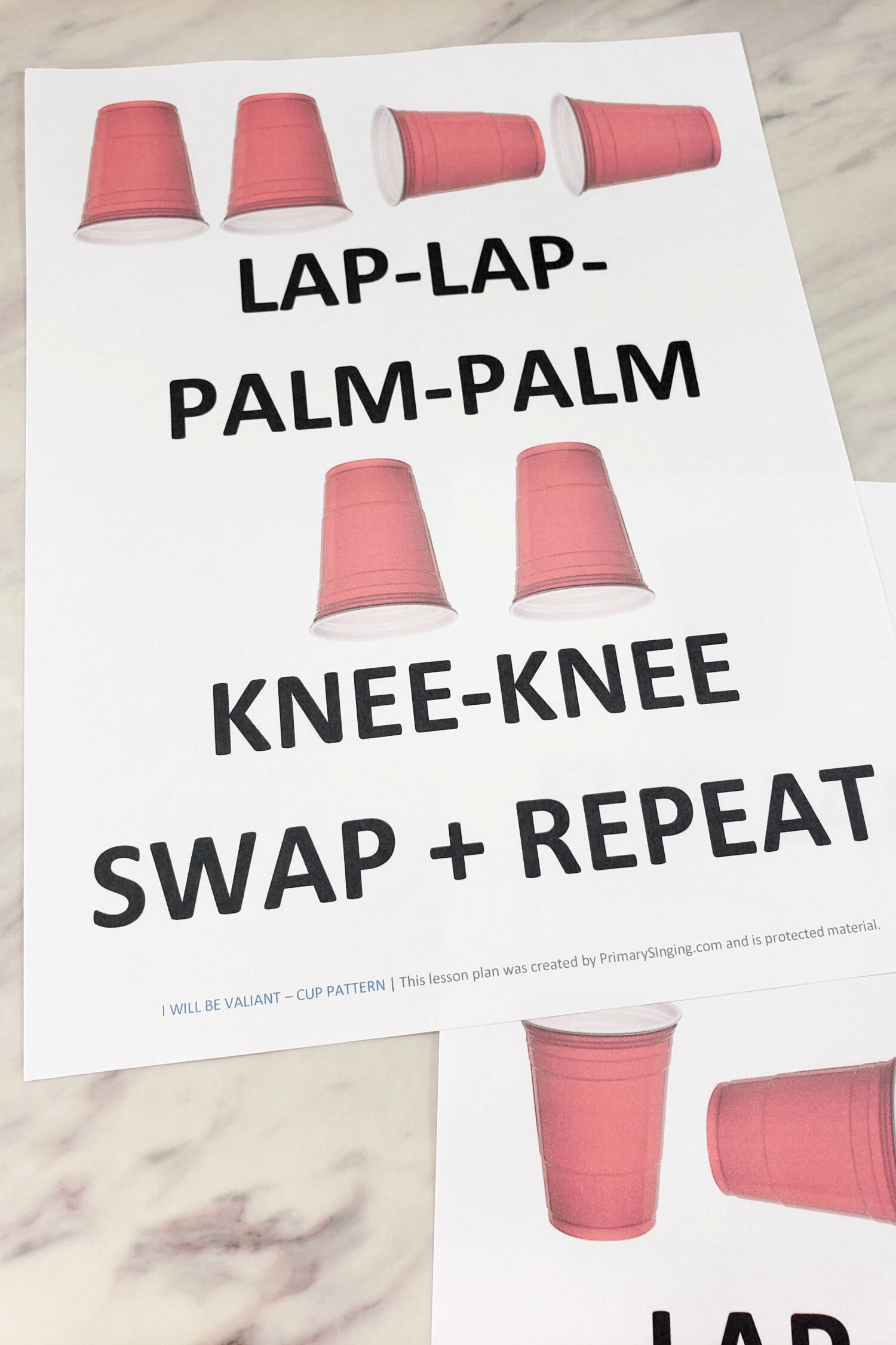 Kids will love the movement and music in I Will Be Valiant Cup Pattern singing time idea for LDS Primary music leaders with demo video and printable song helps!