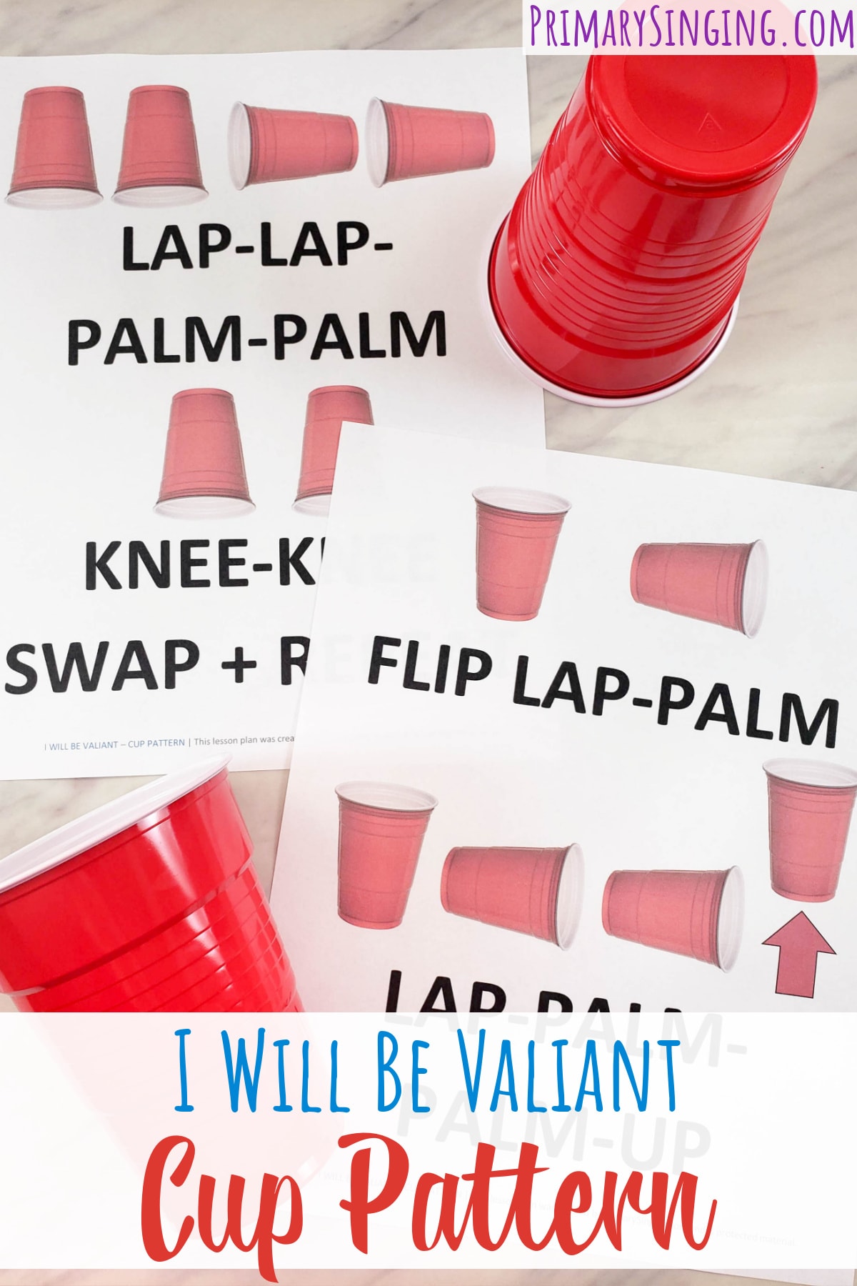 I Will Be Valiant cup patterns singing time idea is a fun way to make the music come alive! Includes demo video and printable song helps for LDS Primary music leaders.