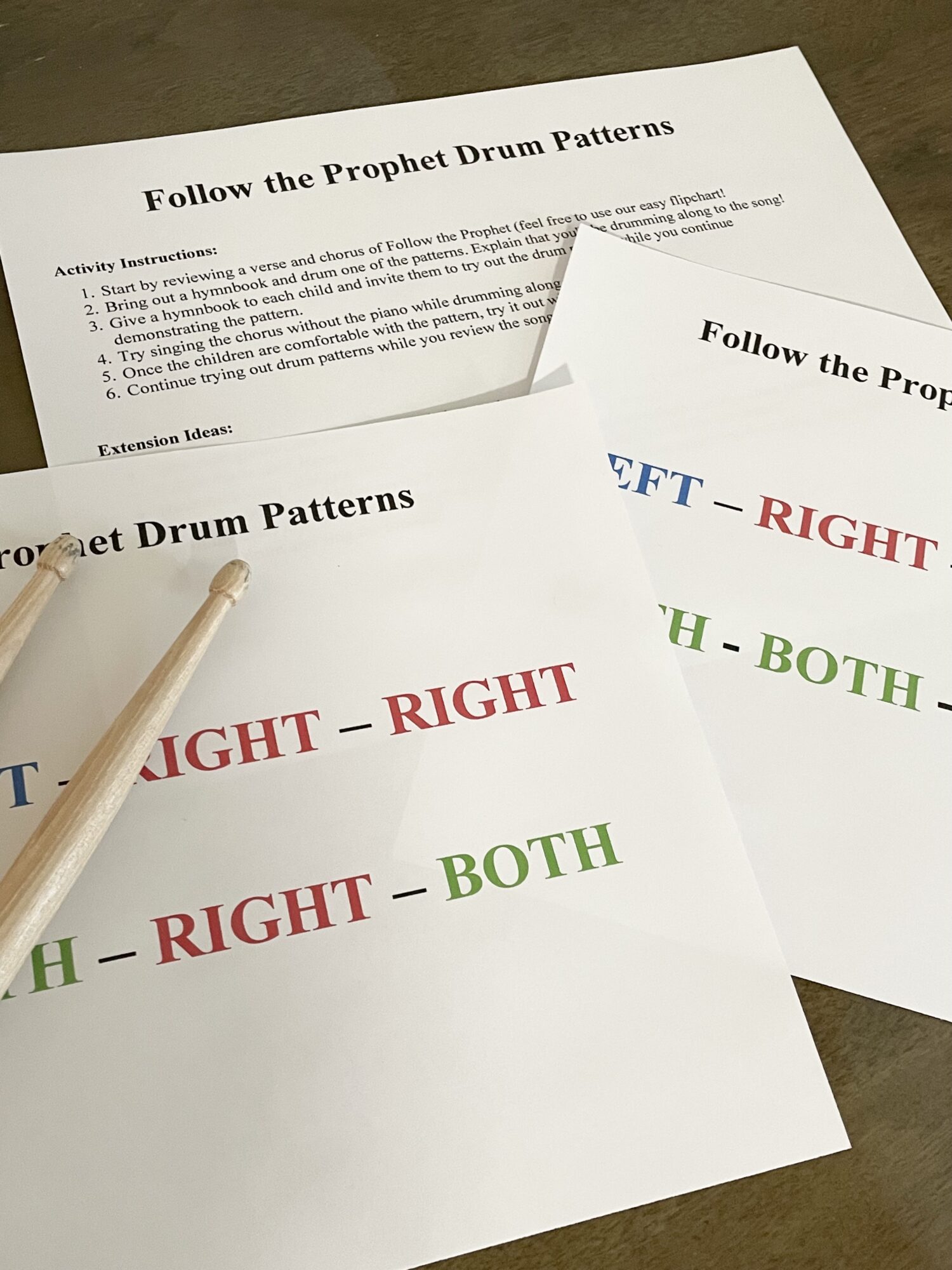 Follow the Prophet Drum Patterns singing time ideas for LDS Primary music leaders with printable song helps. Beat along with the pattern using pencils, chopsticks or drumsticks with these fun variety of beat patterns.