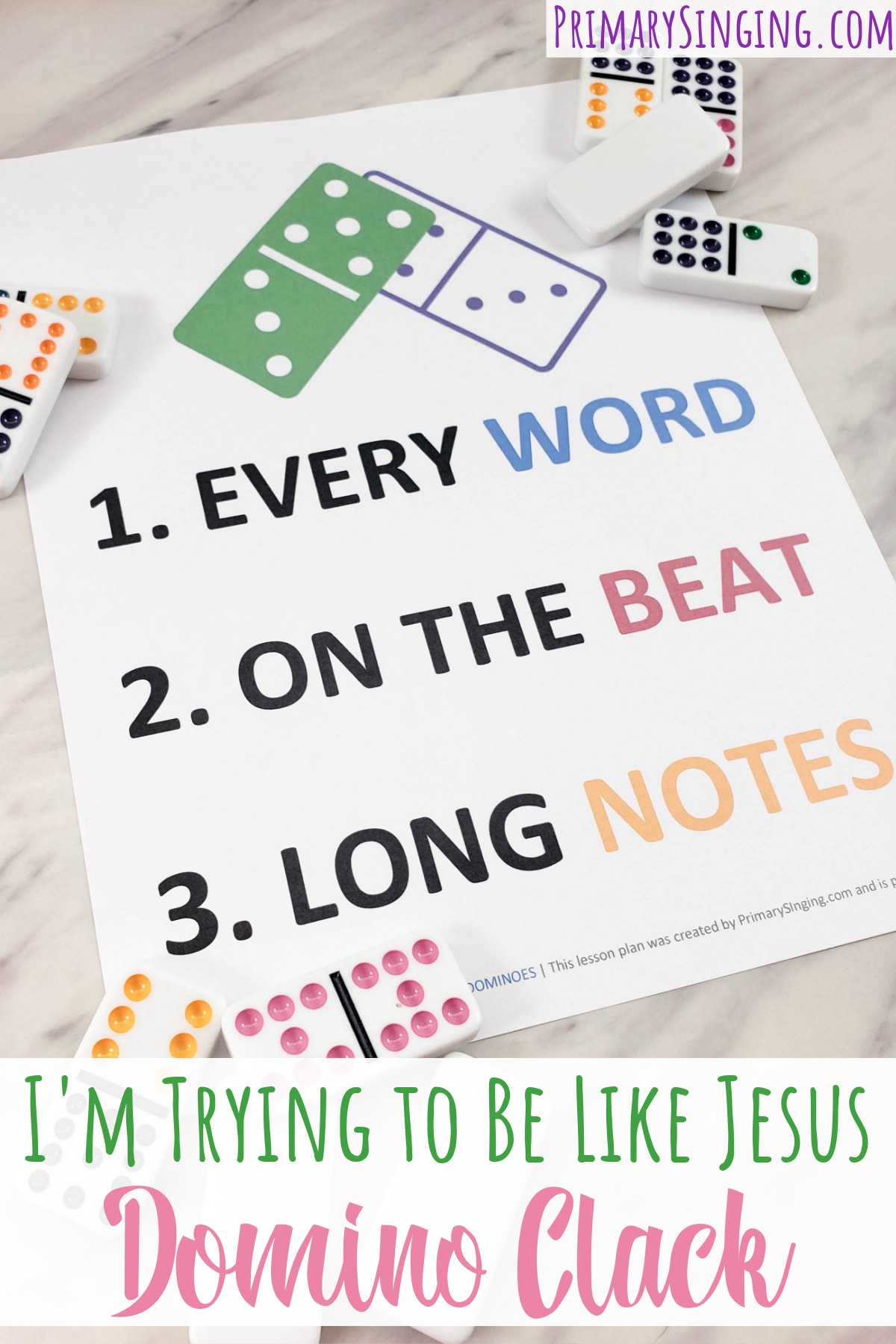 Use this fun I'm Trying to Be Like Jesus Dominoes singing time idea to make music come to life in a fun way! Printable song helps for LDS Primary music leaders.