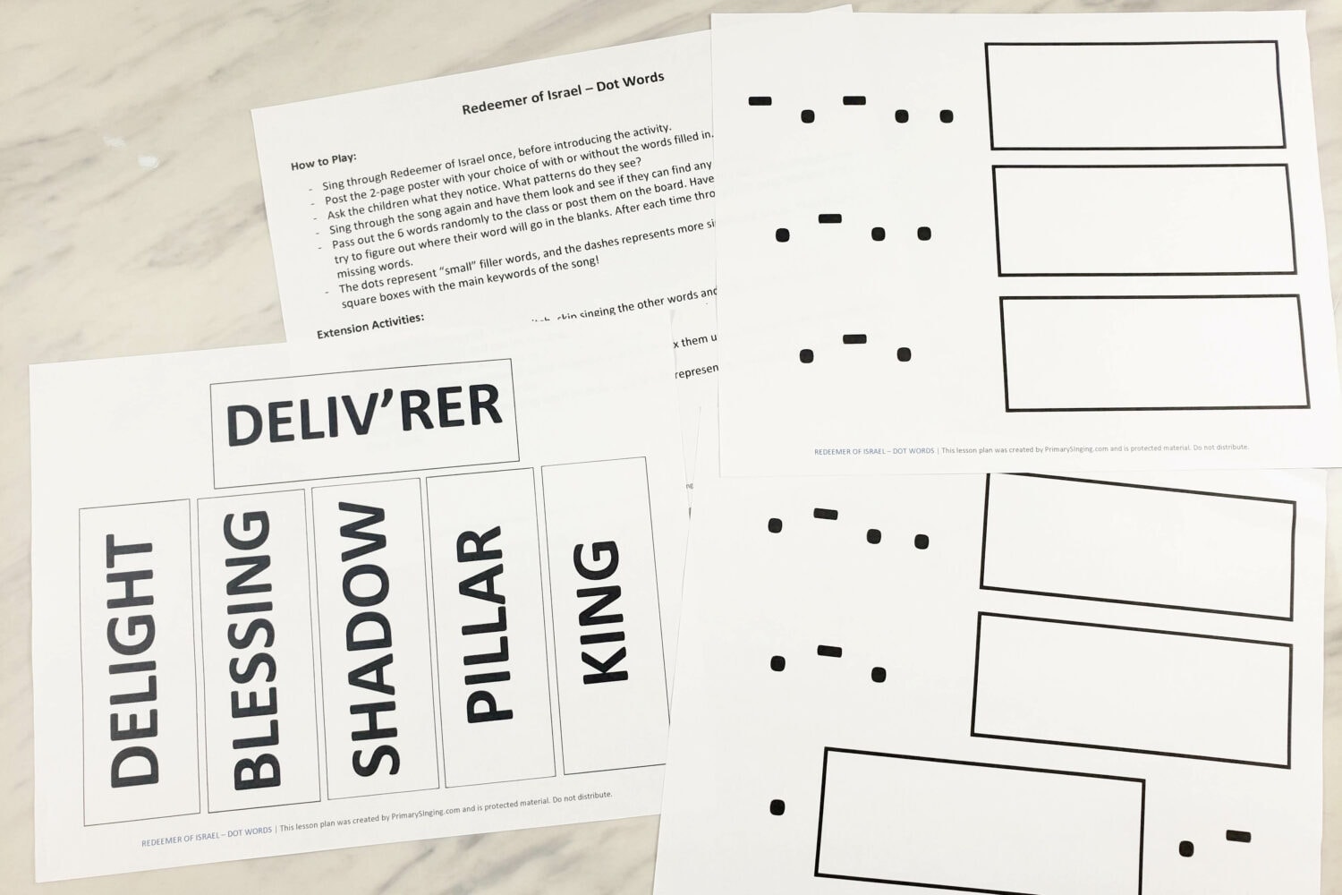 Redeemer of Israel Dot Words fun crack the code singing time idea for LDS Primary Music Leaders. Can they figure out the code and match the missing keywords? Plus fun extension ideas to add rhythms and challenge the kids.