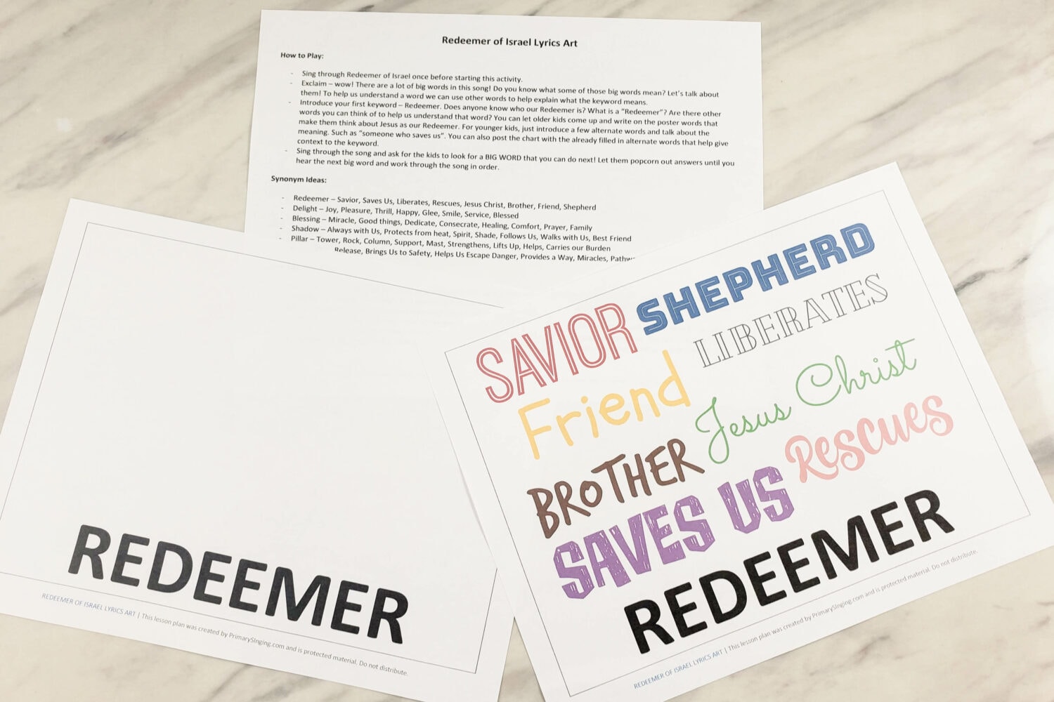 Redeemer of Israel Lyrics Art singing time idea with printable song helps to teach these big keywords for the LDS hymn. Helpful lesson plan for Primary Music Leaders.