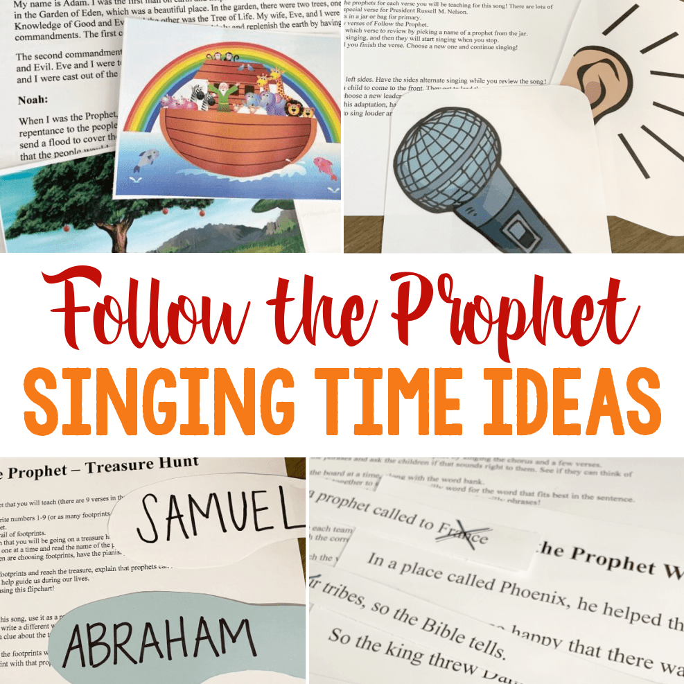 12 fun ways to teach Follow the Prophet singing time ideas for LDS Primary music leaders including printable, hands-on, and engaging ideas the kids will love! Use these 12 ideas with song helps to teach Follow the Prophet as part of your Old Testament Come Follow me song picks in Primary.