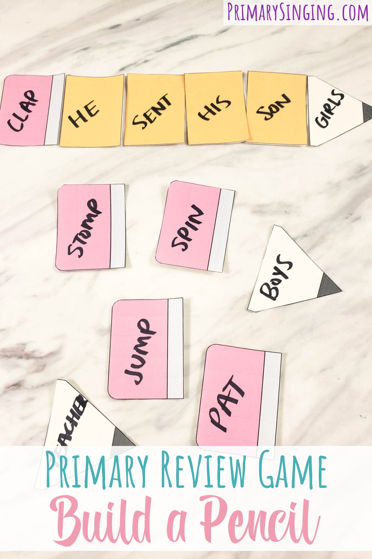 Build a Pencil Primary Song Review Game for Singing Time or Primary Program review