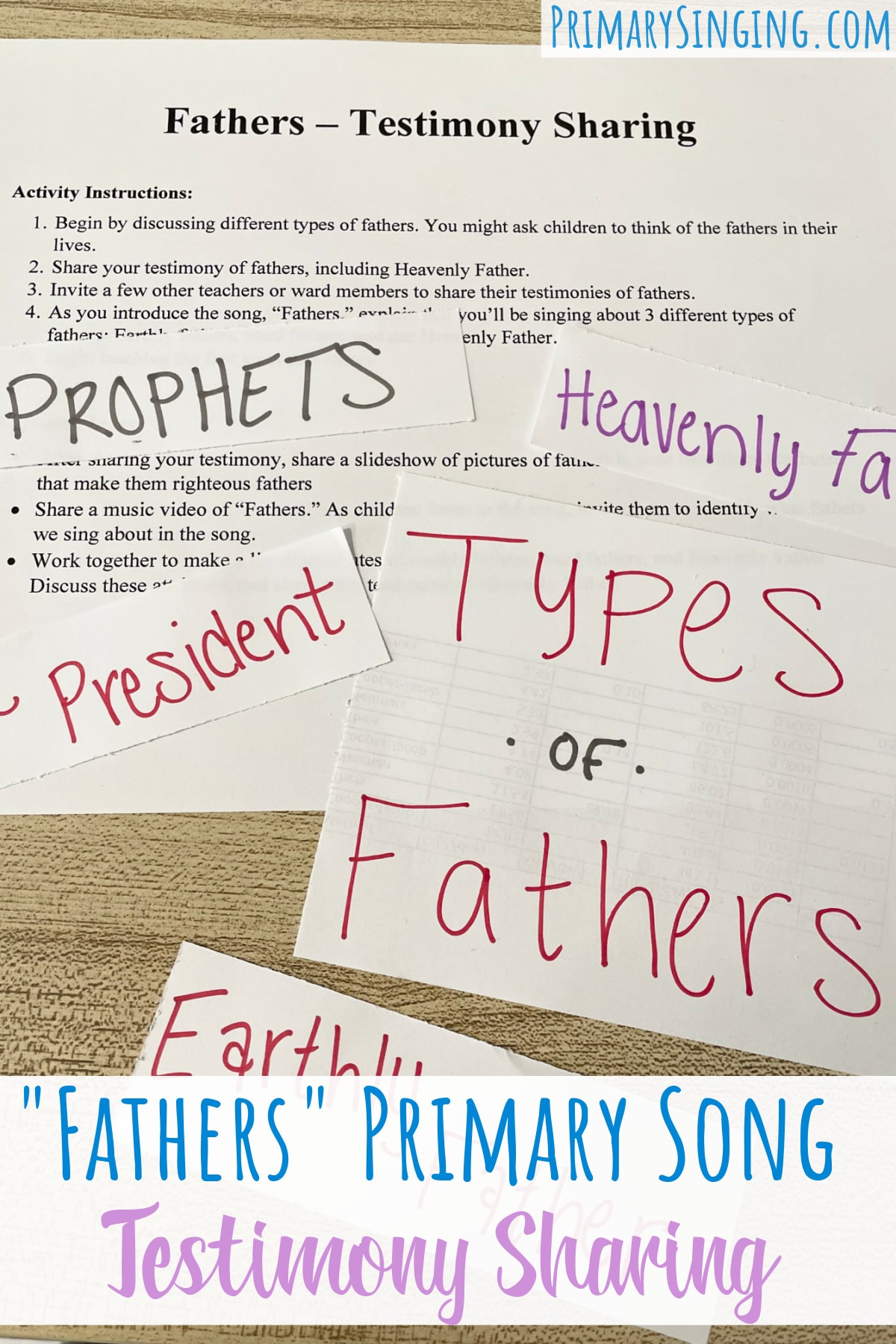 Fathers Testimony Sharing Intro Lesson Easy singing time ideas for Primary Music Leaders Fathers Primary Testimony Sharing 1